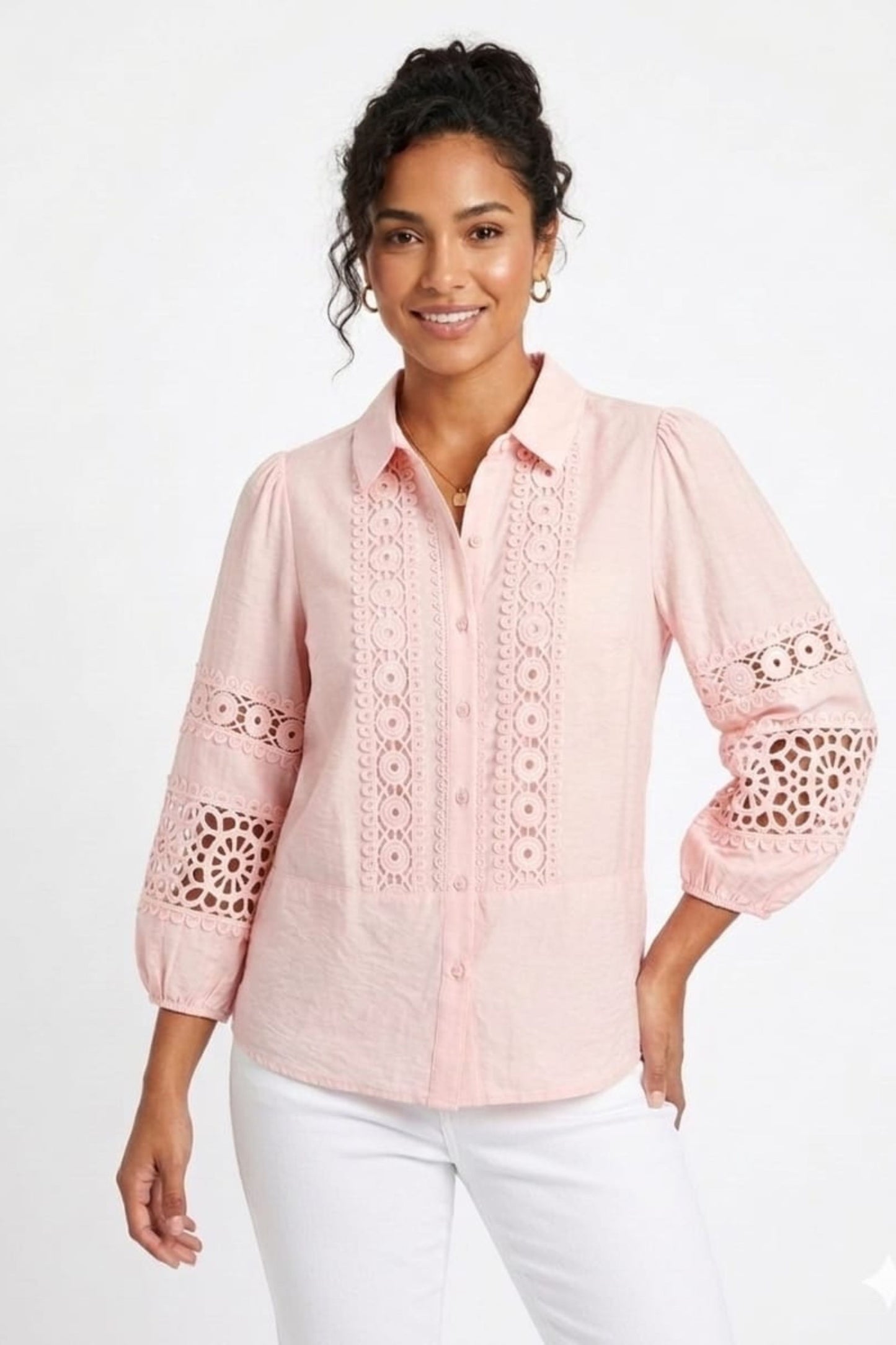 Hester & Orchard Crochet Lace Collared Blouse