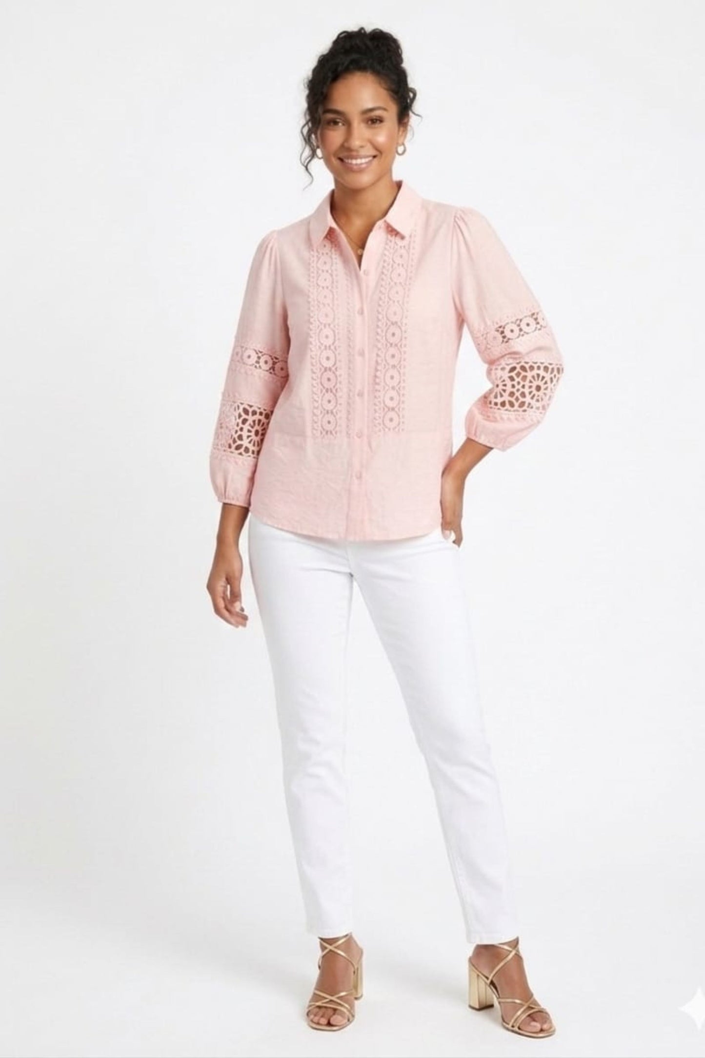 Hester & Orchard Crochet Lace Collared Blouse