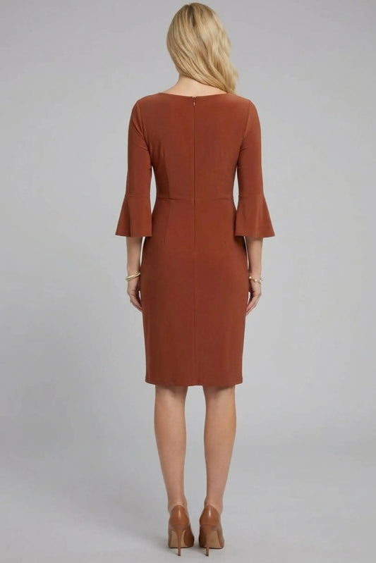 Connected Apparel 3/4 Bell Sleeve Sheath Dress