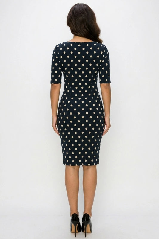 Connected Apparel Pleated Waist Sheath Dress