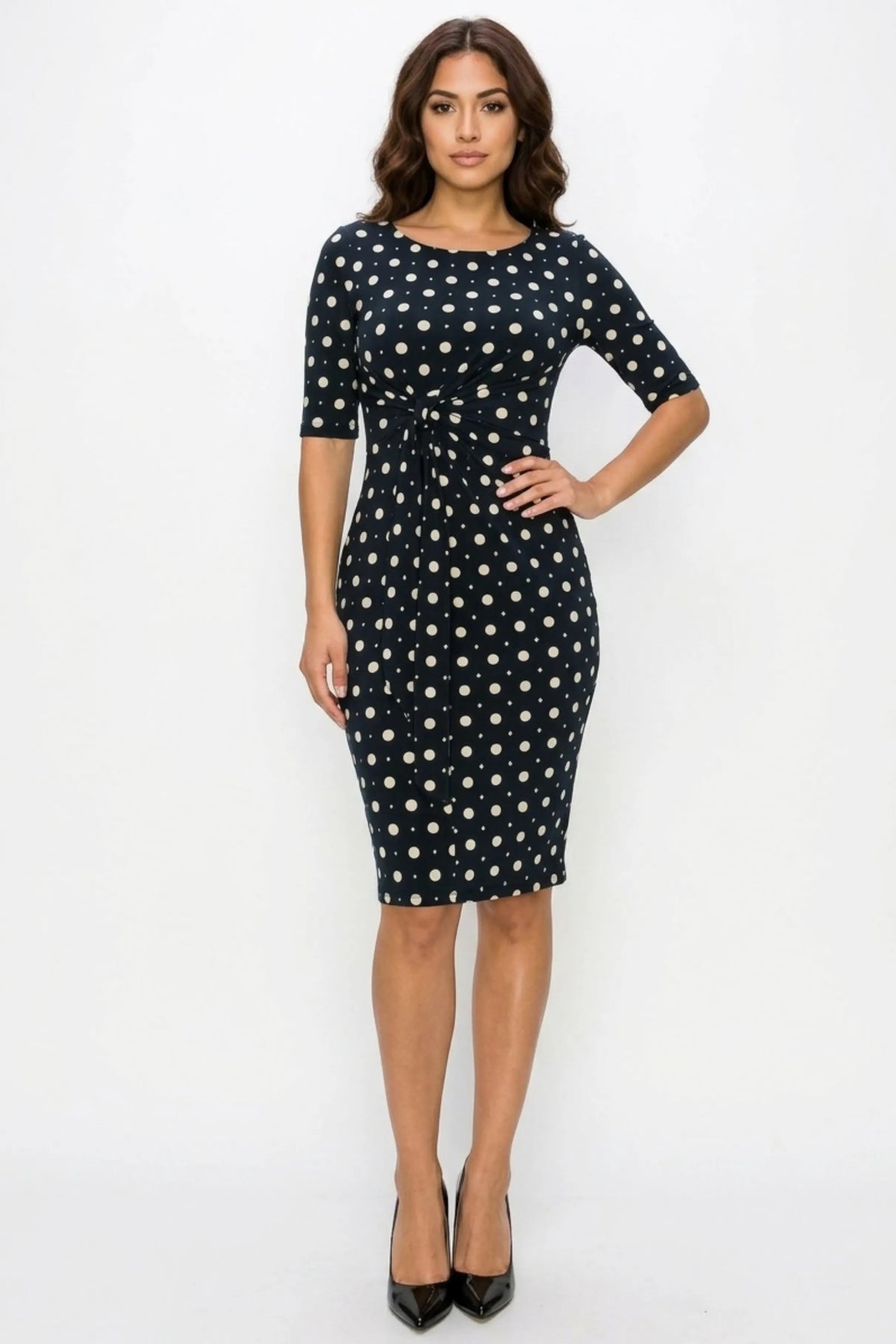 Connected Apparel Pleated Waist Sheath Dress