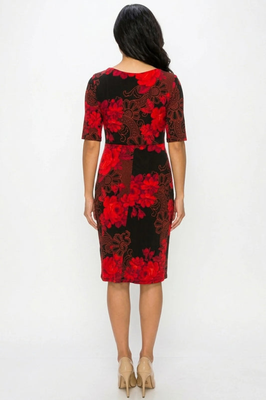 Connected Apparel 3/4 Sleeve Sheath Dress