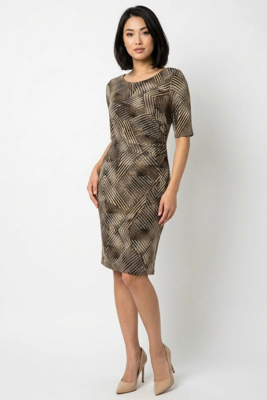 Connected Apparel 3/4 Sleeve Sheath Dress