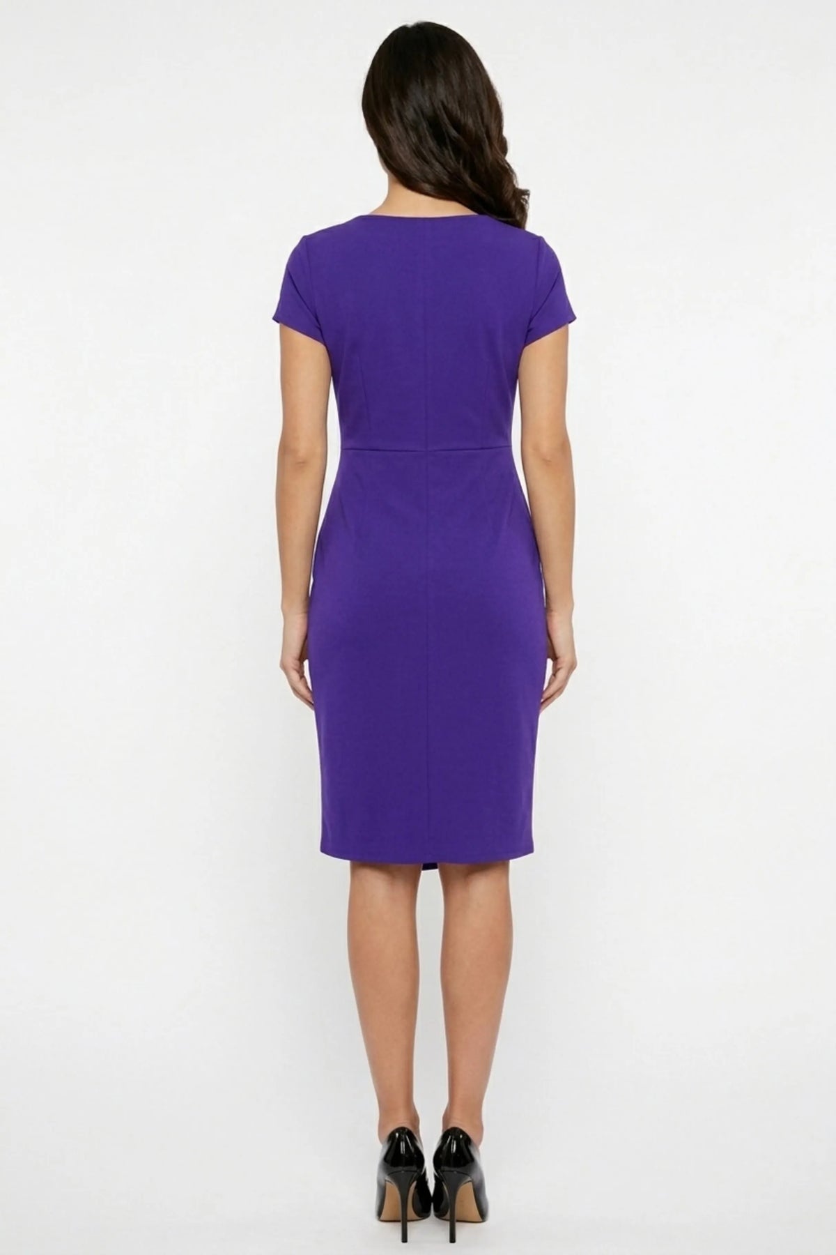 Connected Apparel Short Sleeve V-Neck Sheath Dress