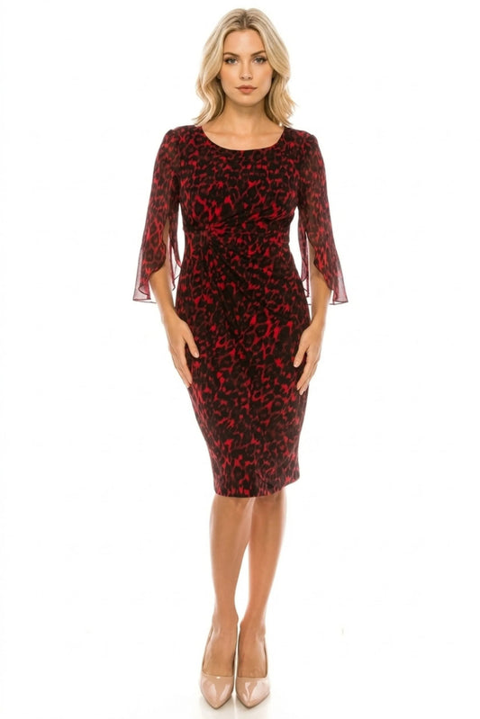Connected Apparel Animal Print Sheath Dress