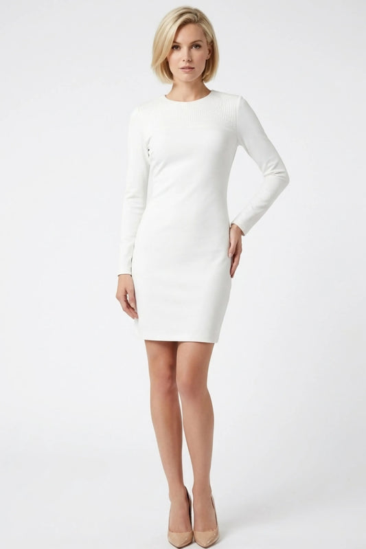 Cynthia Rowley Ribbed Shoulder Long-Sleeve Sheath Dress