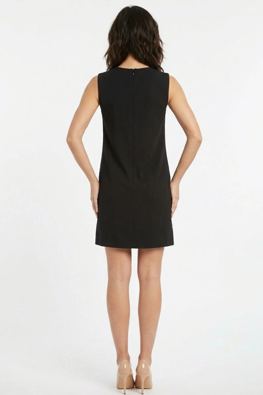 Cynthia Rowley Black Embroidered Botanical Sleeveless Shift Dress