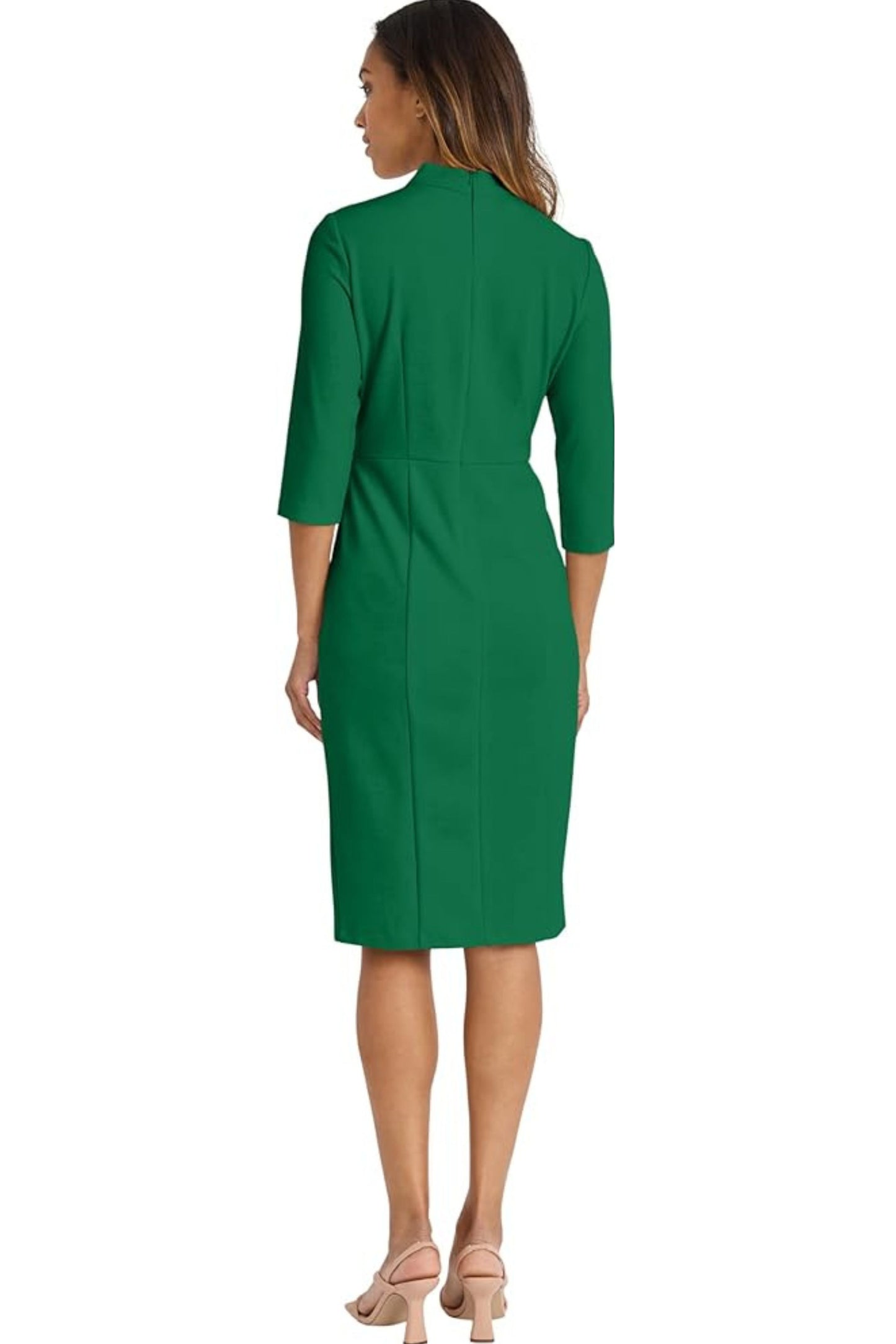 Donna Morgan 3/4 Sleeve Twisted Neck Sheath Dress