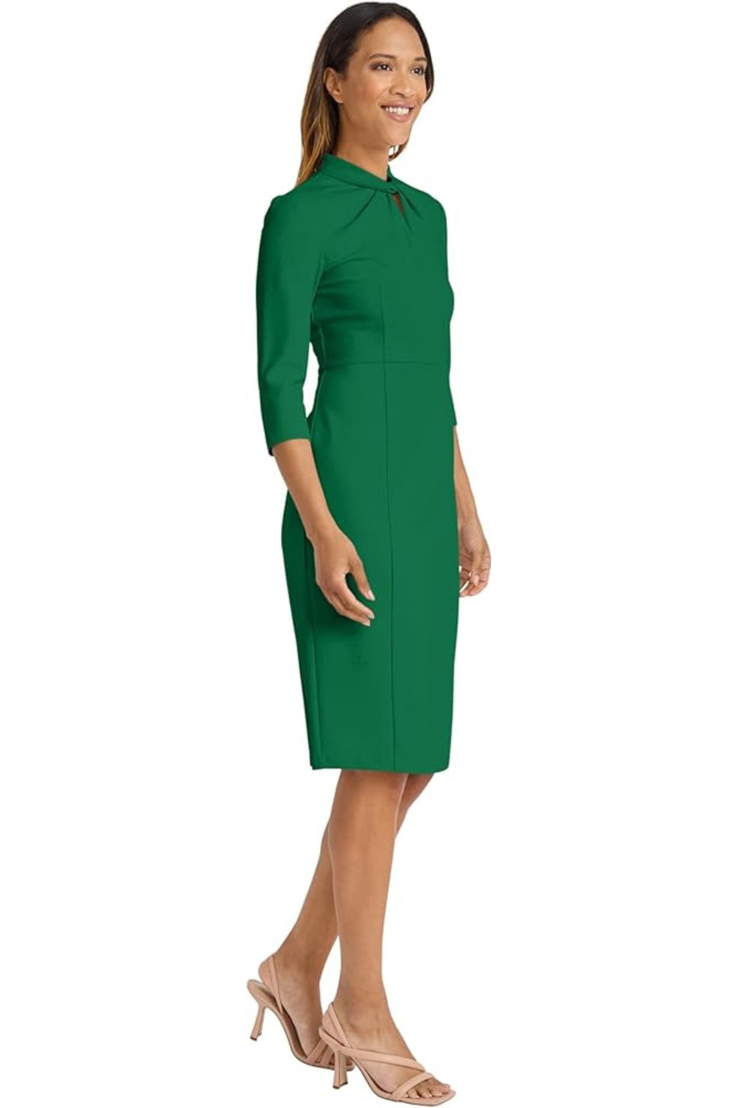 Donna Morgan 3/4 Sleeve Twisted Neck Sheath Dress