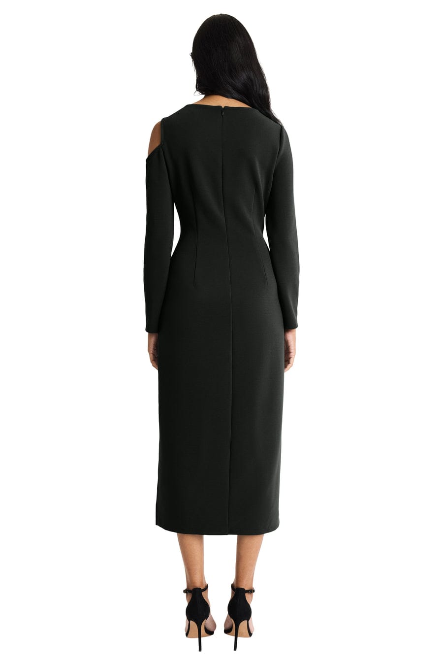 Donna Morgan Ribbed Cold Shoulder Midi Dress
