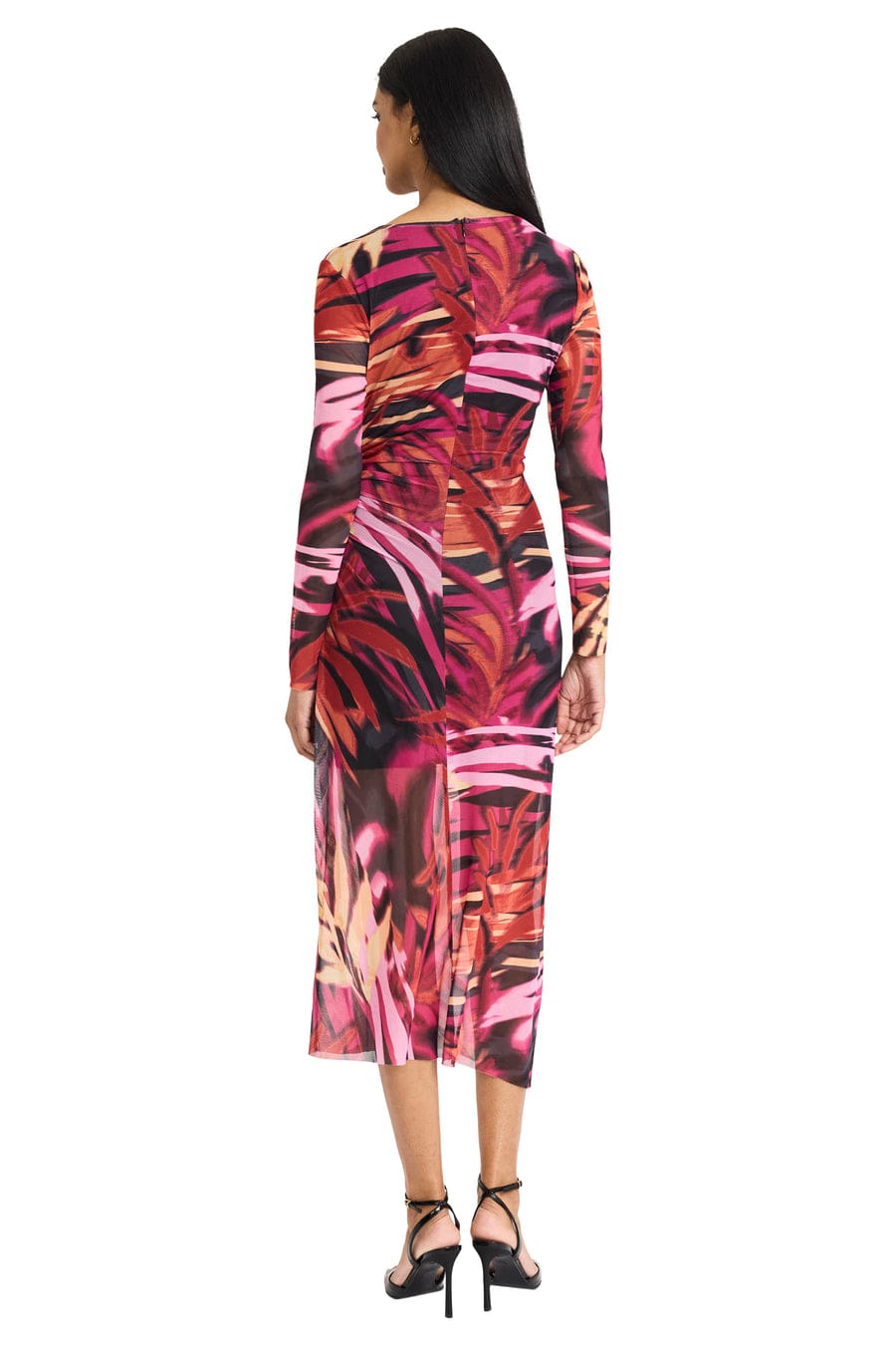 Donna Morgan Mesh Multi Print Midi Dress