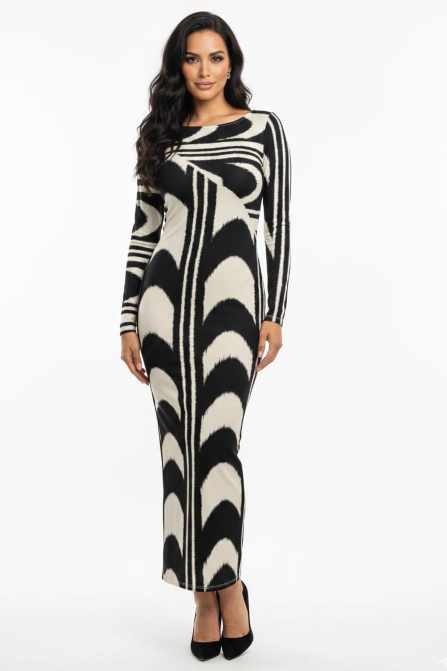 Donna Morgan Mulit Print Long Sleeve Sheath Dress