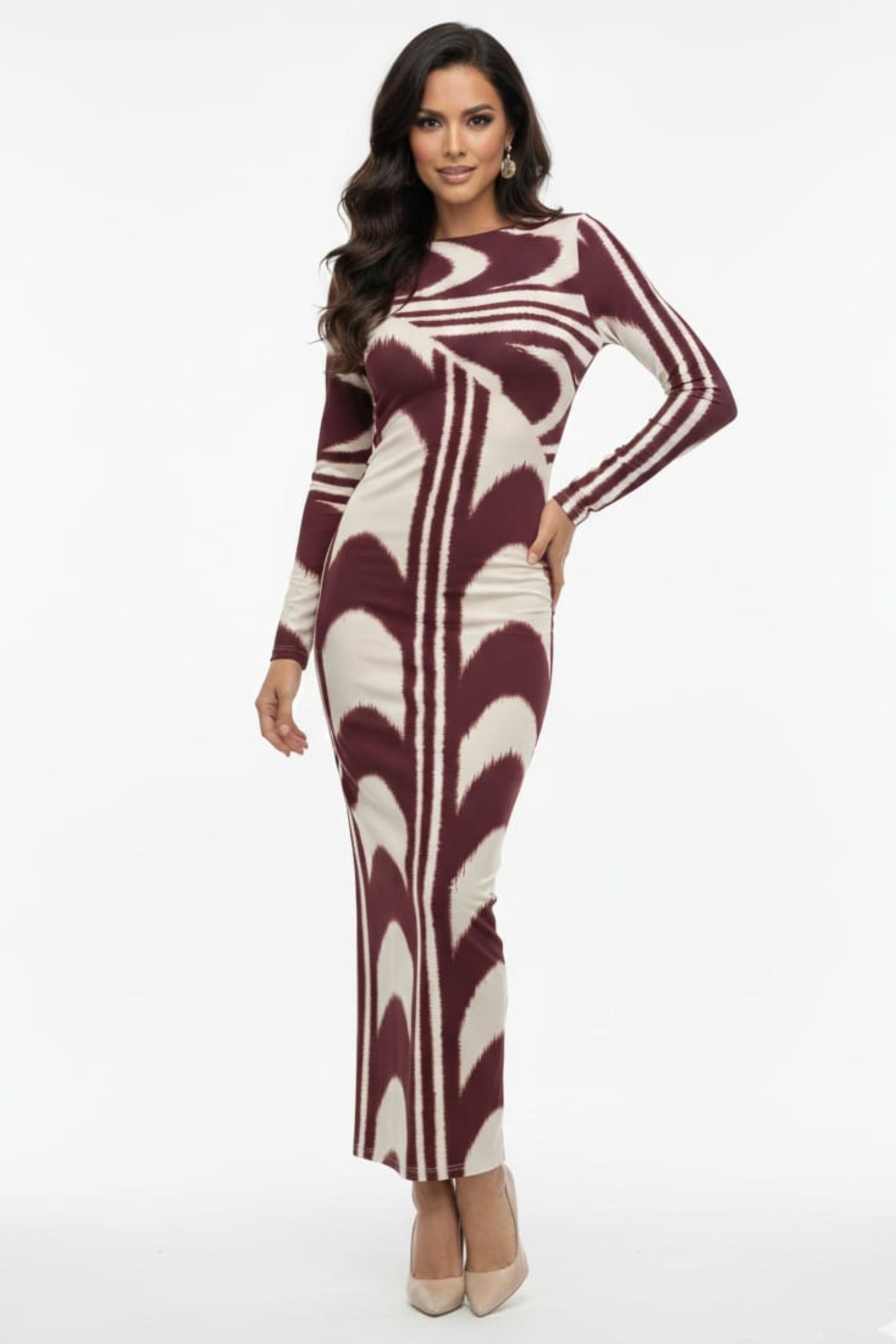 Donna Morgan Mulit Print Long Sleeve Sheath Dress