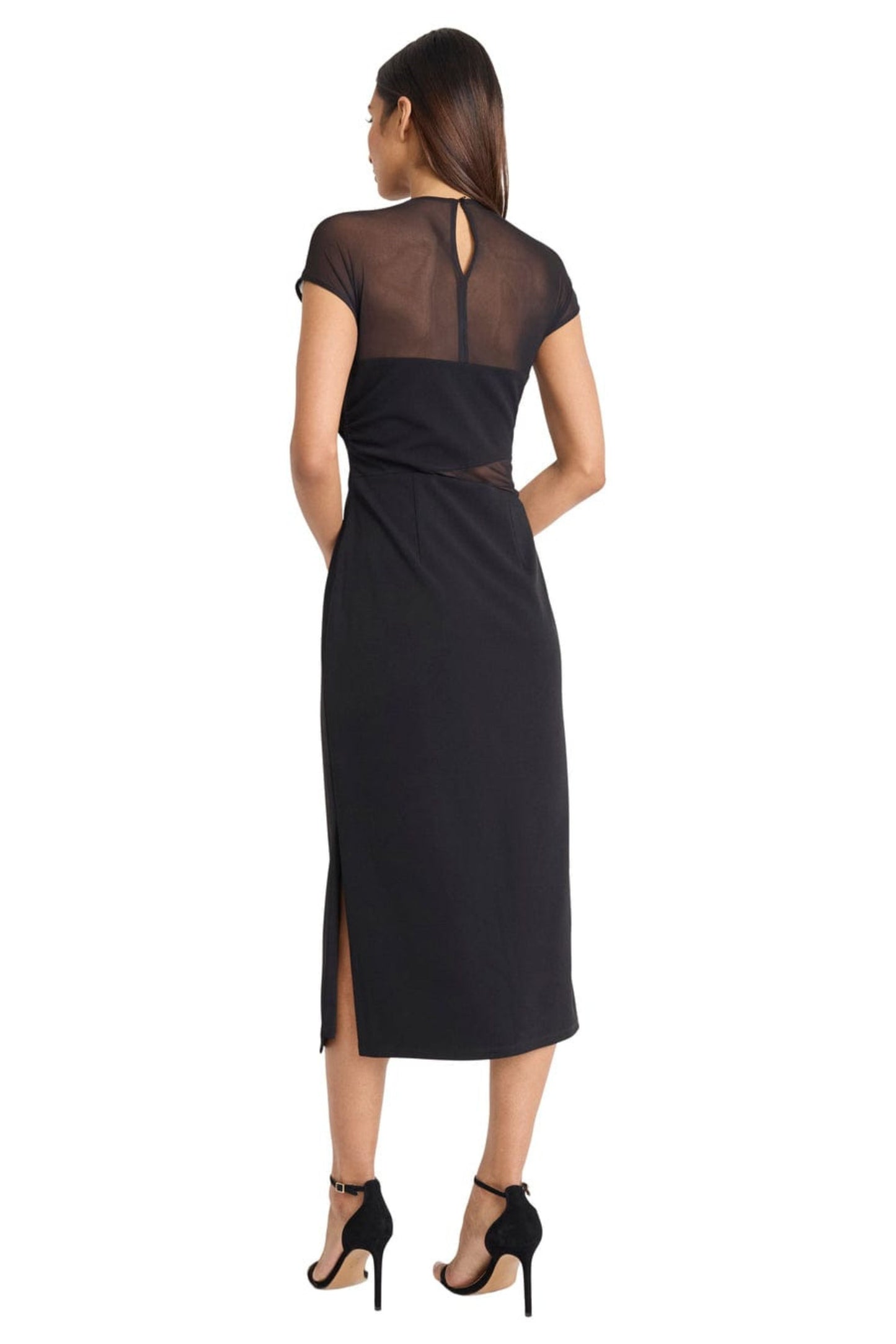 Donna Morgan Illusion Neckline Sheath Midi Dress