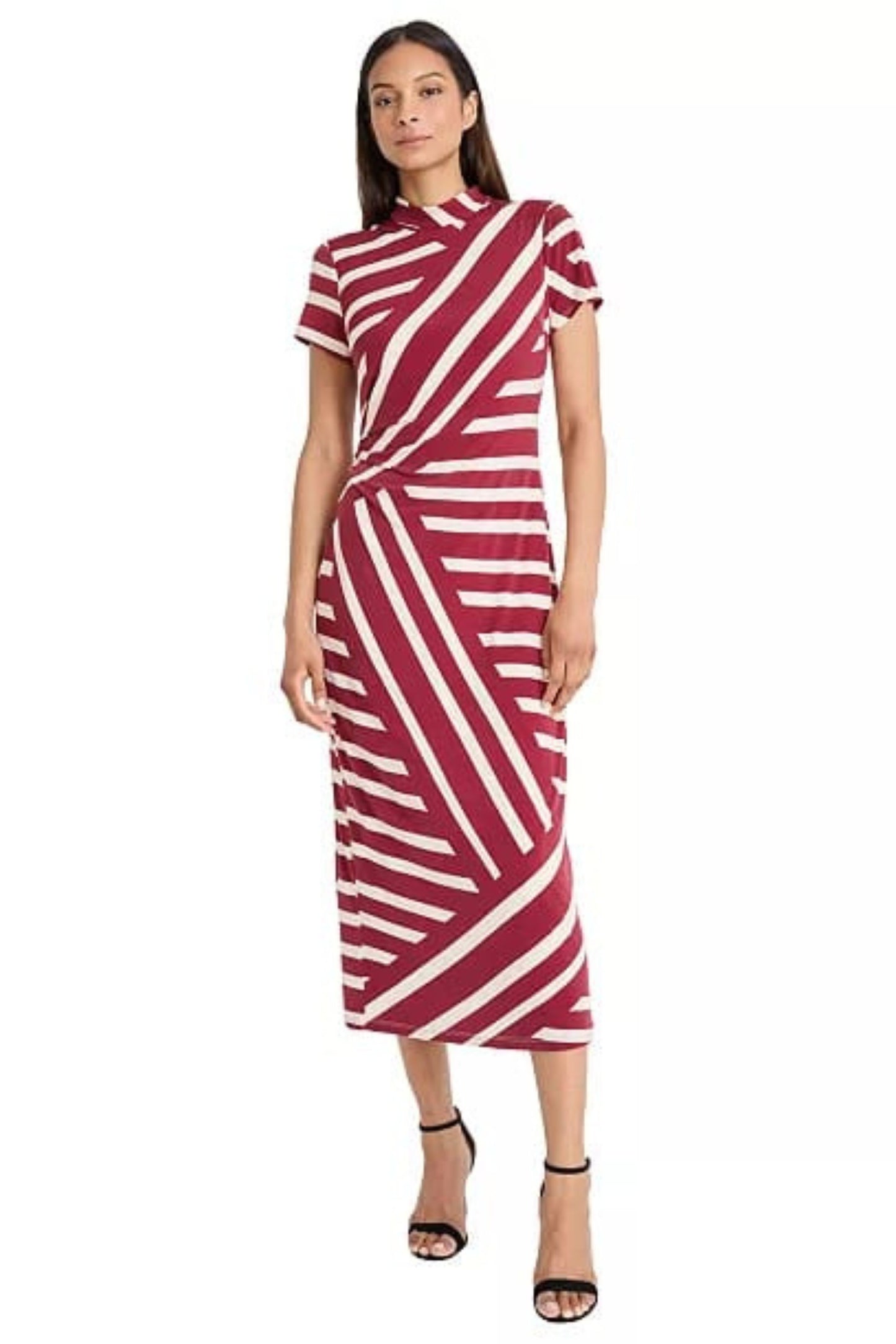 Donna Morgan Stripe Mock Neck Maxi Dress