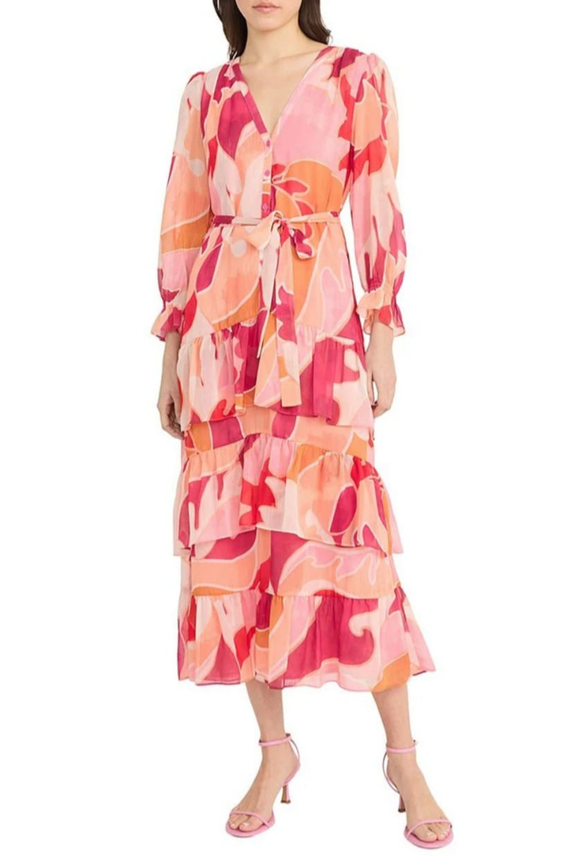 donna morgan donna dress Women's Printed Power-Mesh Square-Neck Midi DressS - Laven/teal Womens Donna Morgan Mock Neck Midi Dress Donna Morgan Multi Print Tiered