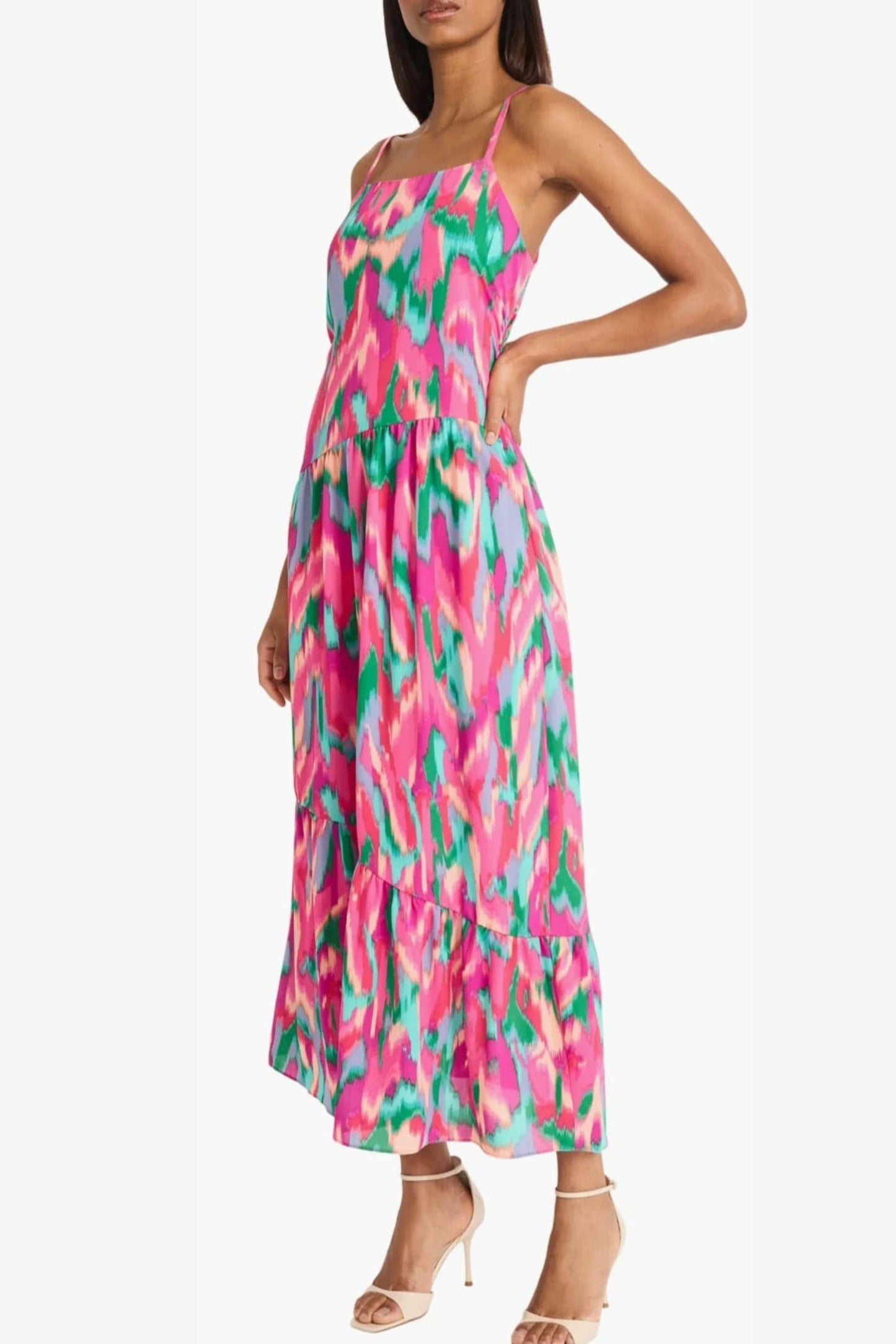 Donna Morgan Multi Color Spaghetti Strap Maxi Dress