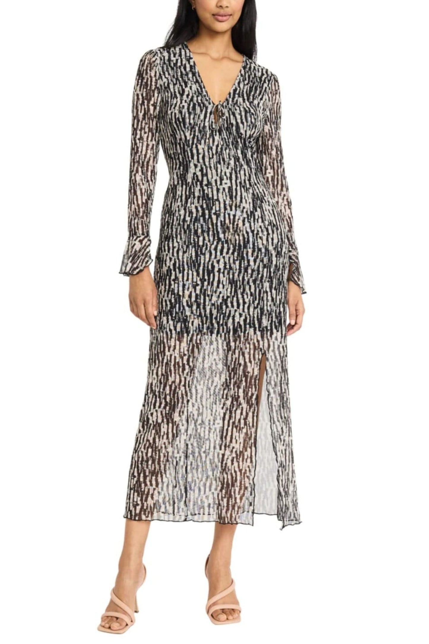 Donna Morgan Multi Print Long Sleeve Maxi Dress