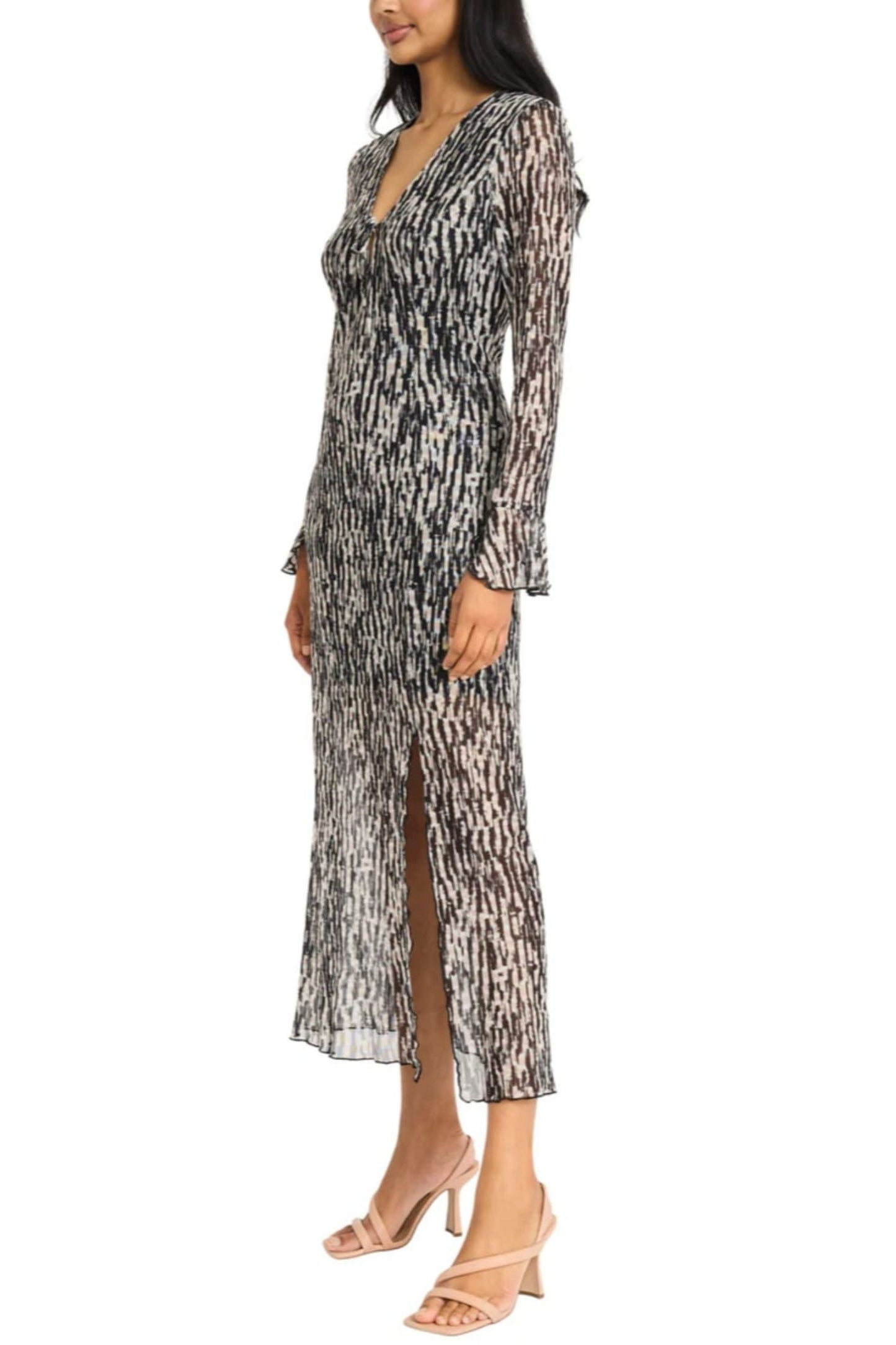 Donna Morgan Multi Print Long Sleeve Maxi Dress