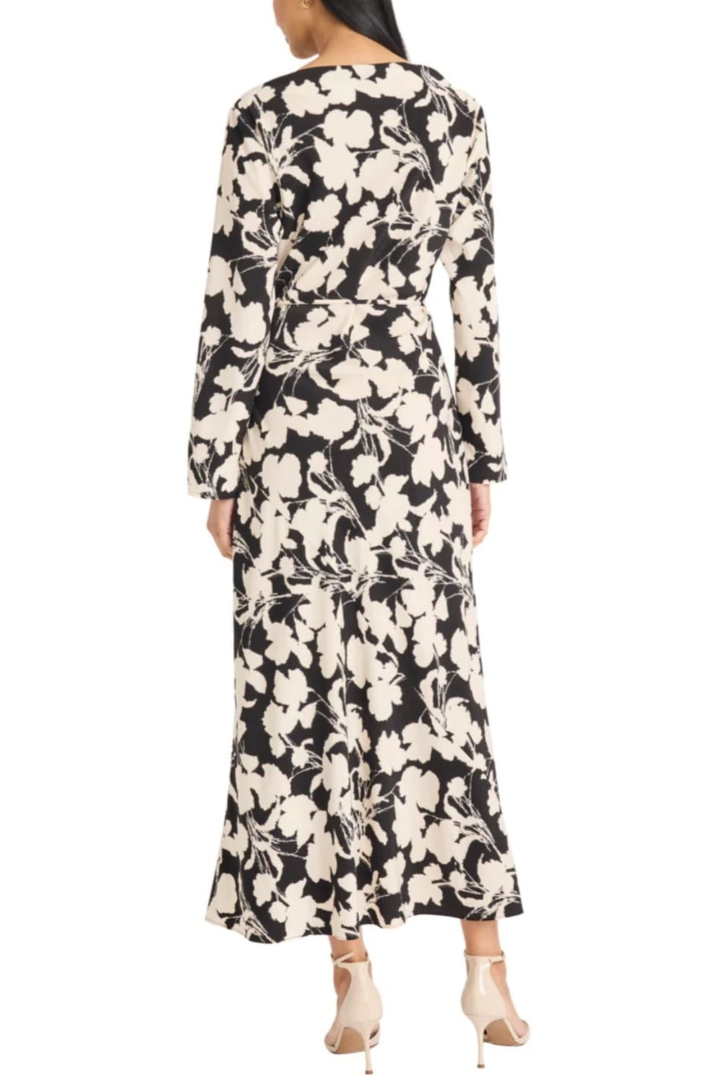 Donna Morgan Long Sleeve Floral Print Maxi Dress