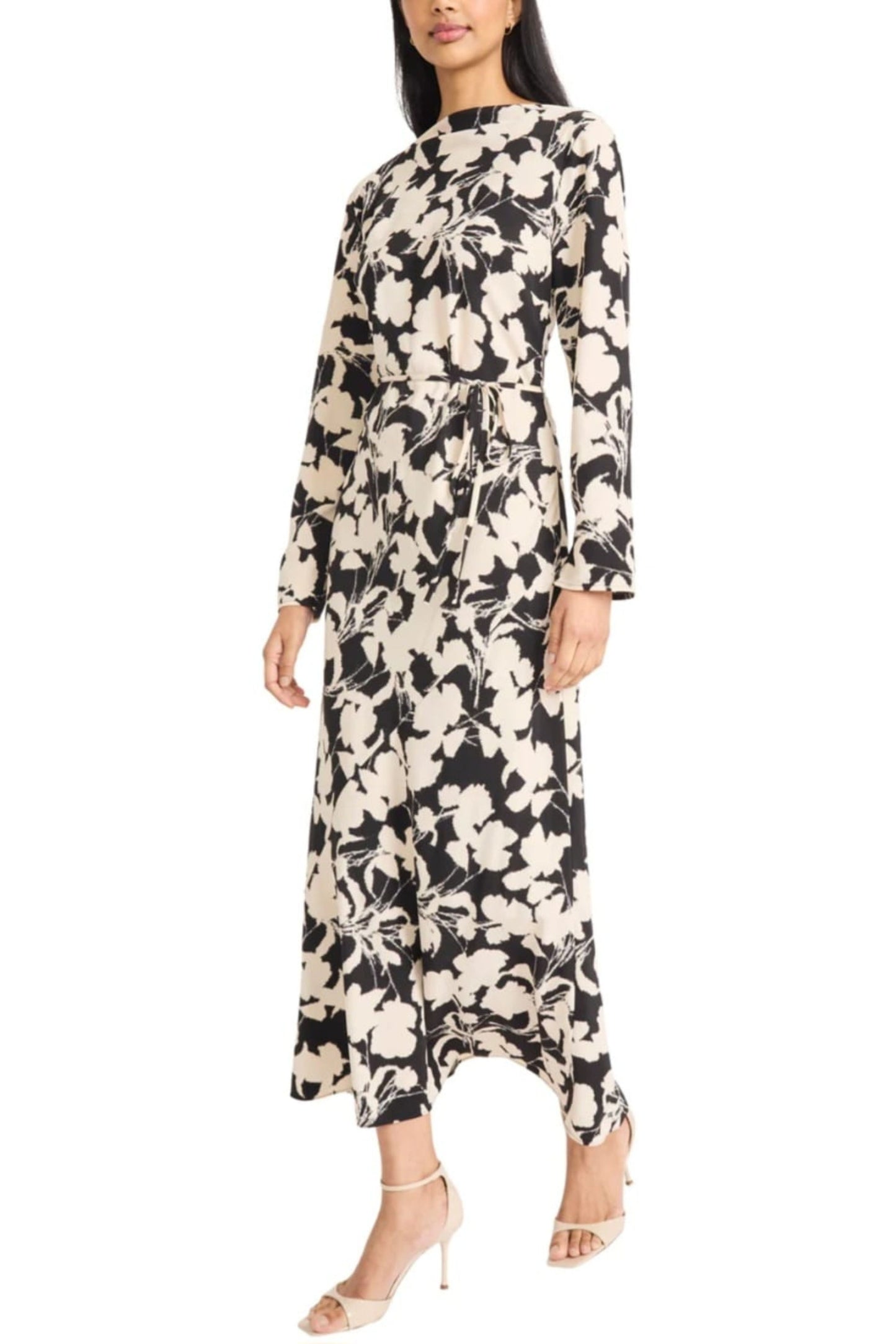Donna Morgan Long Sleeve Floral Print Maxi Dress