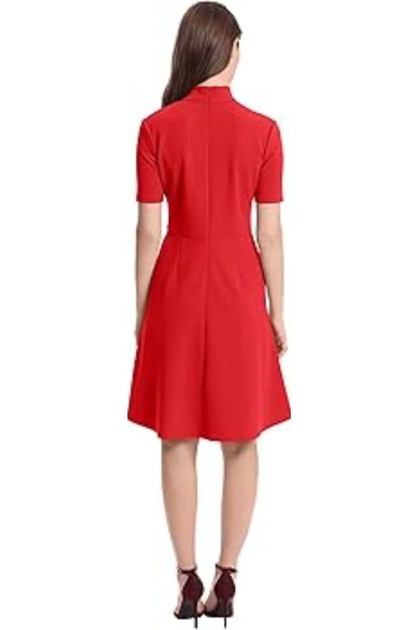 Donna Morgan Twist Mock Neck A-Line Dress