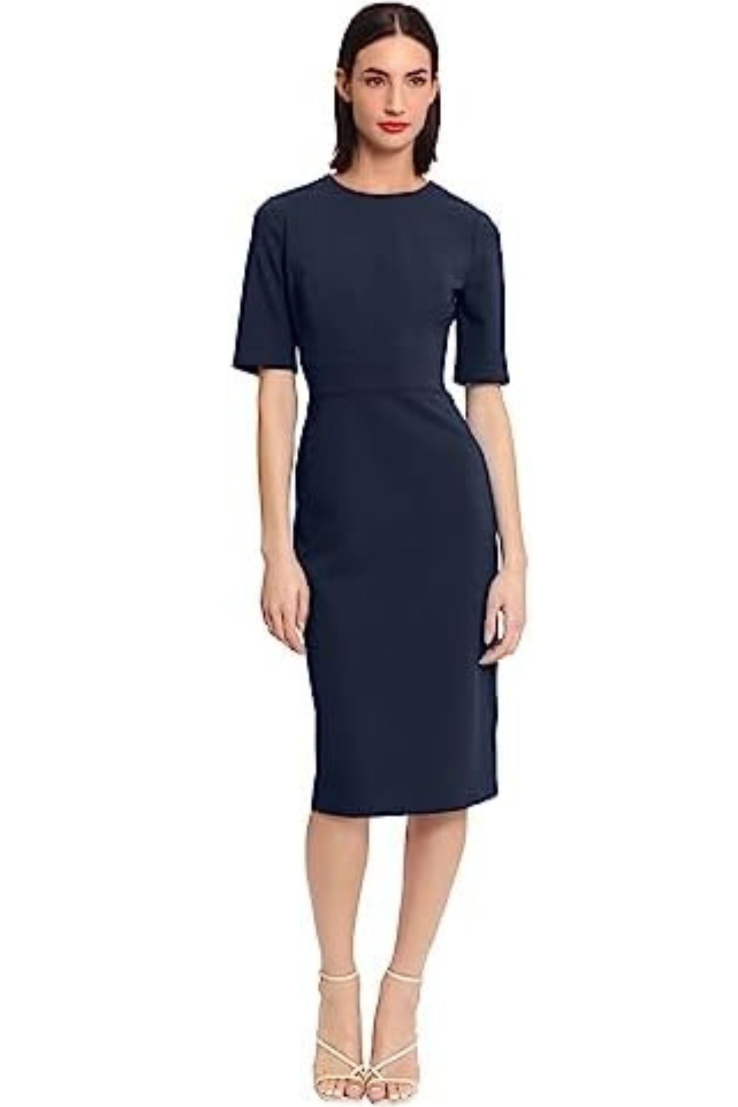 Donna Morgan Elbow Sleeve Midi Sheath Dress