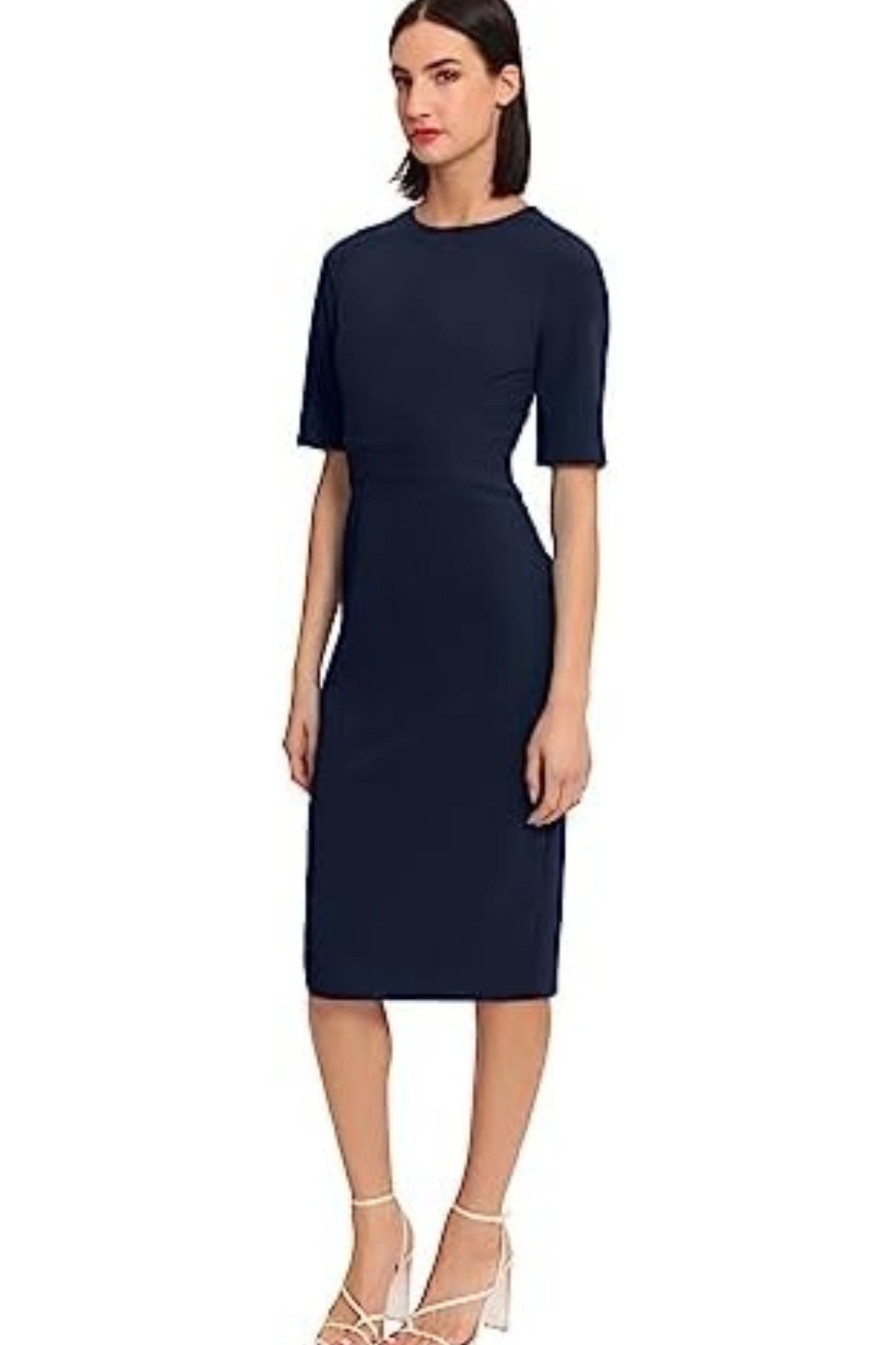 Donna Morgan Elbow Sleeve Midi Sheath Dress