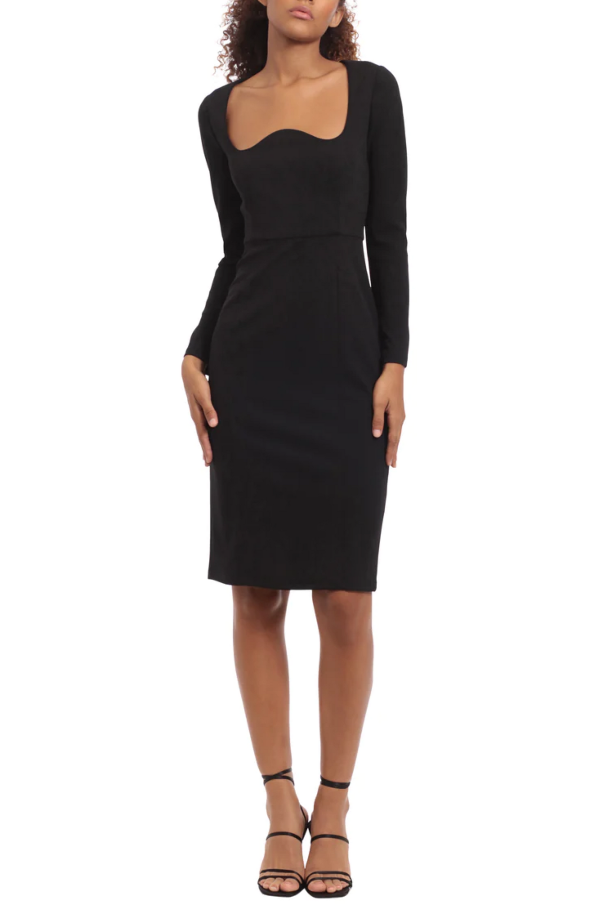 Donna Morgan Scalloped Neckline Long Sleeve Dress New Yorker's Apparel Donna Morgan Scalloped Neckline Long Sleeve Dress New Yorker's Apparel