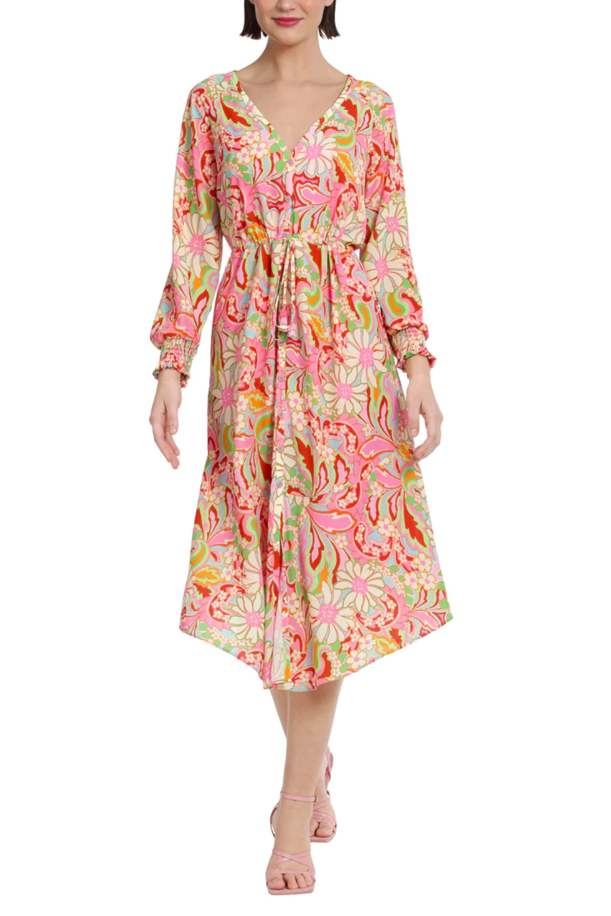 Donna Morgan Long Sleeve Floral Midi Dress – New Yorker's Apparel