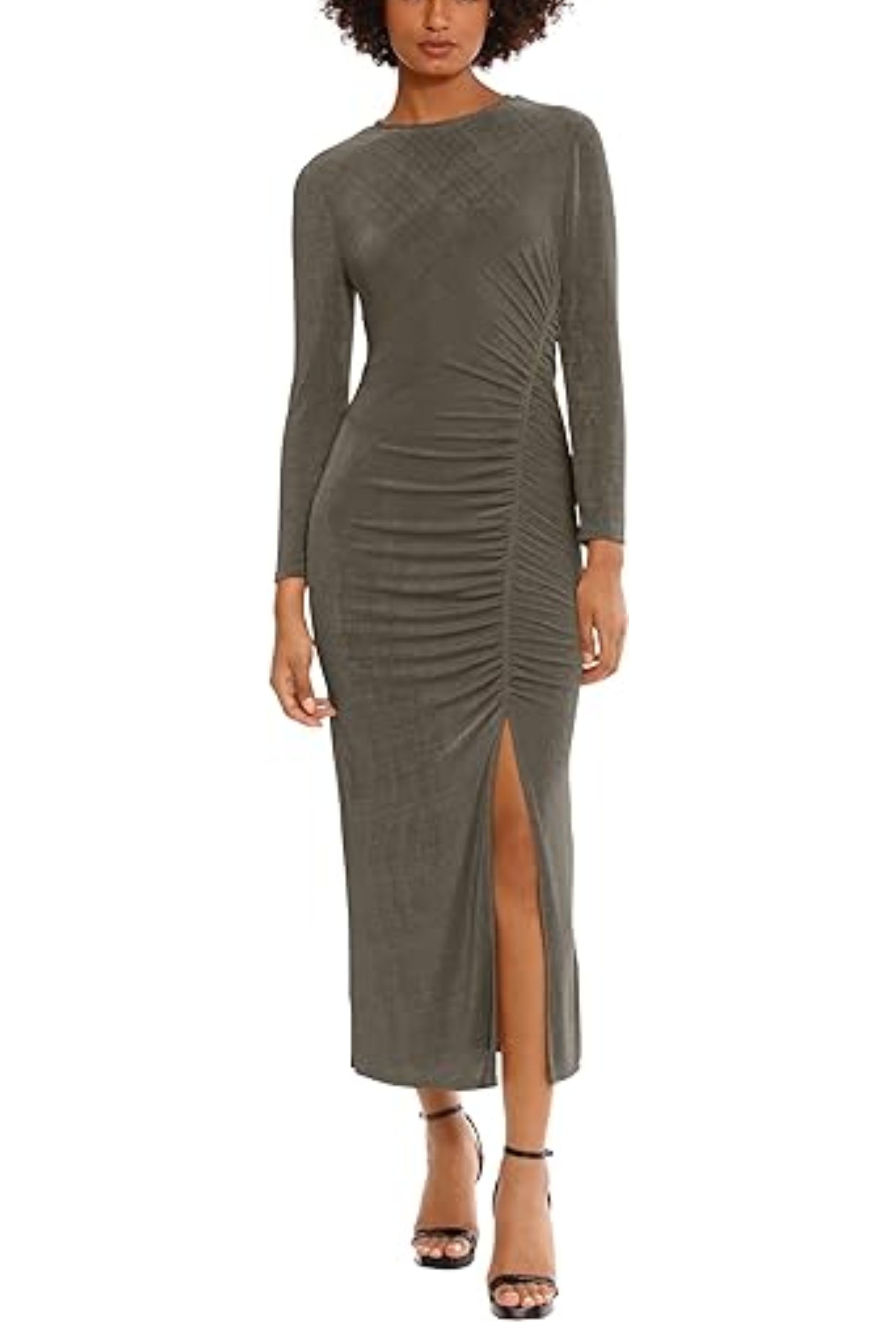 donna morgan long sleeve dress Donna Morgan Womens Faux Wrap Cocktail Midi Dress, Vivacious