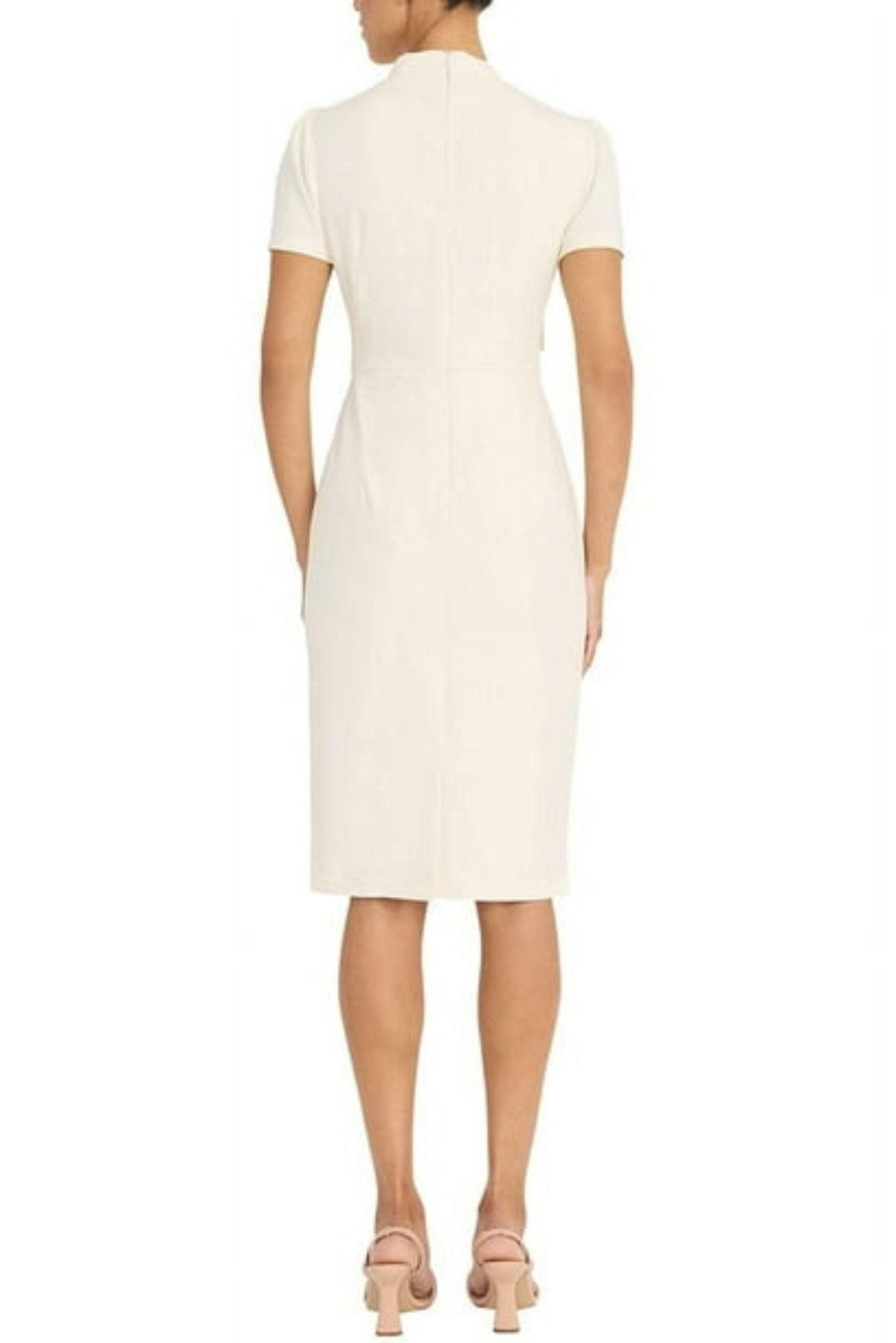 Maggy London Tie Mockneck Short Sleeve Sheath Dress