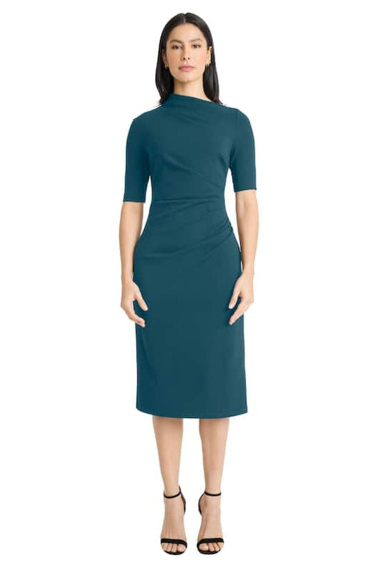 Maggy London Pleated Waist 3/4 Sleeve Sheath Dress