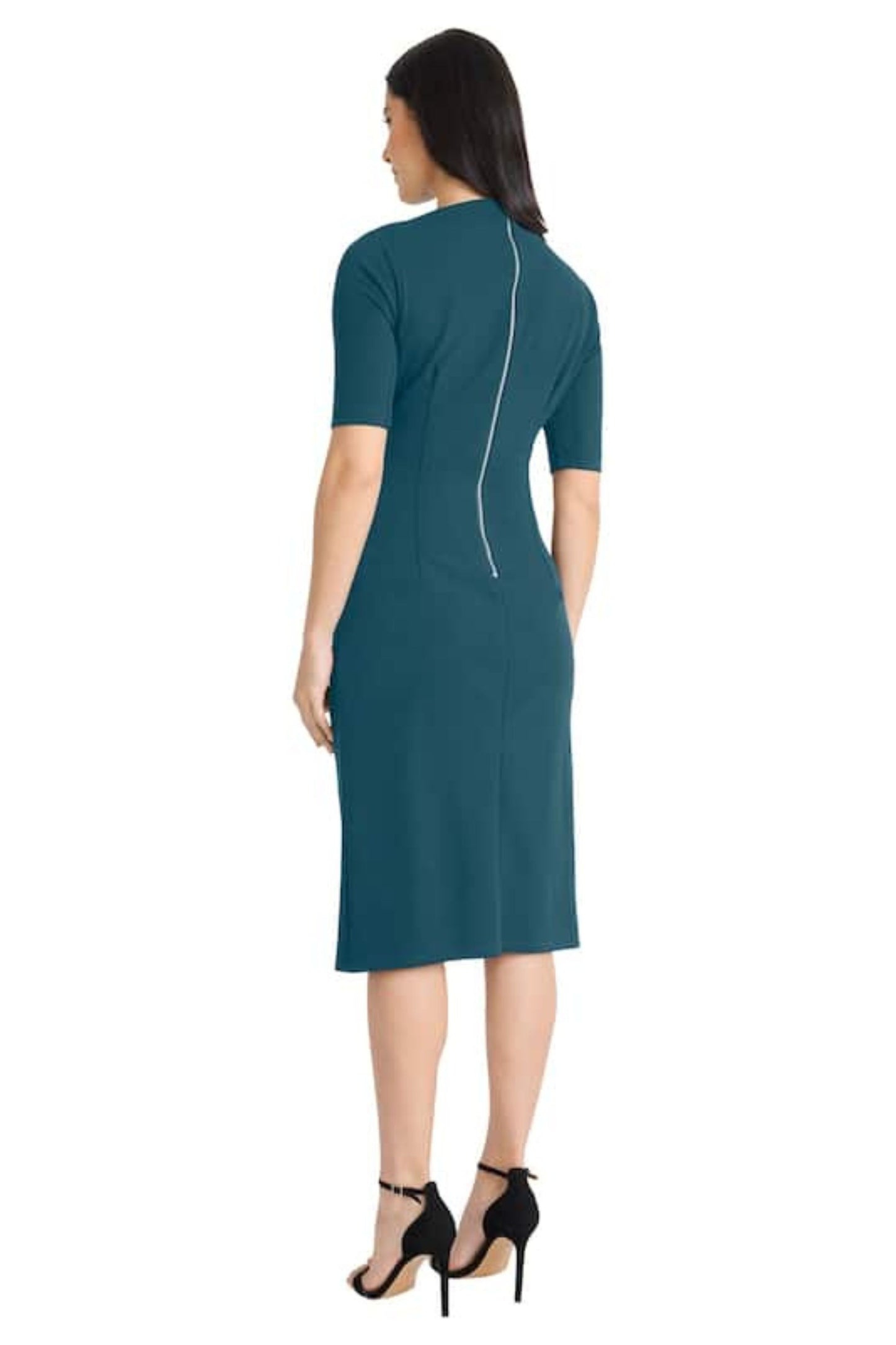 Maggy London Pleated Waist 3/4 Sleeve Sheath Dress