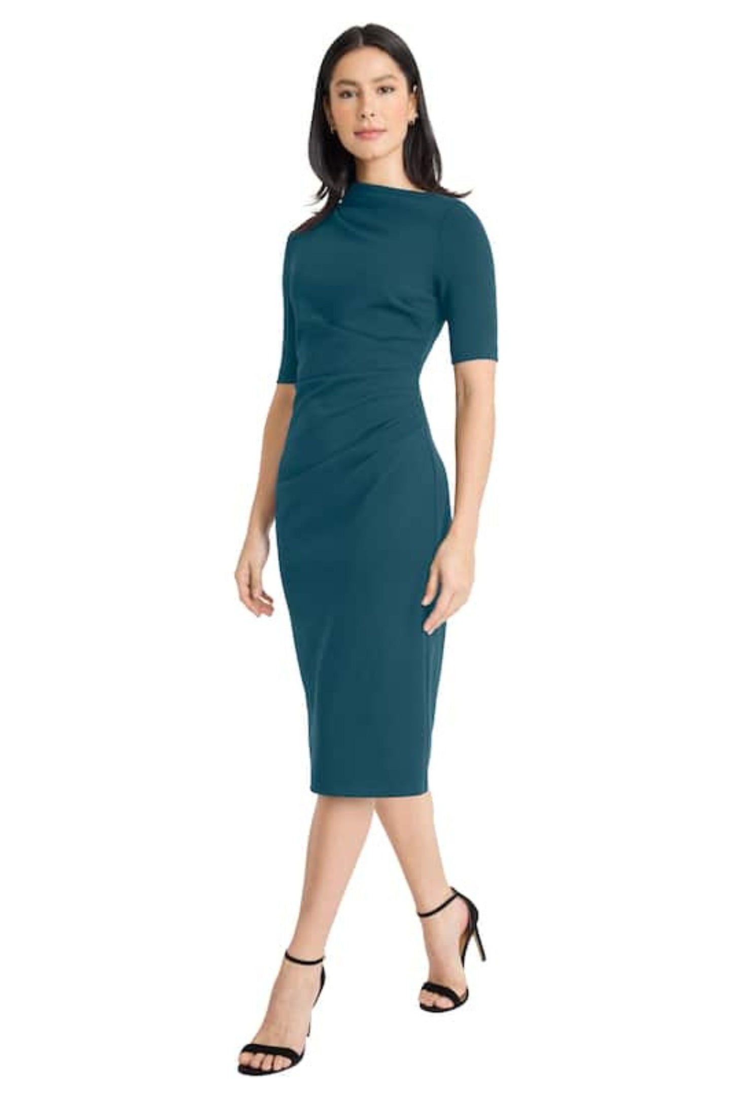 Maggy London Pleated Waist 3/4 Sleeve Sheath Dress
