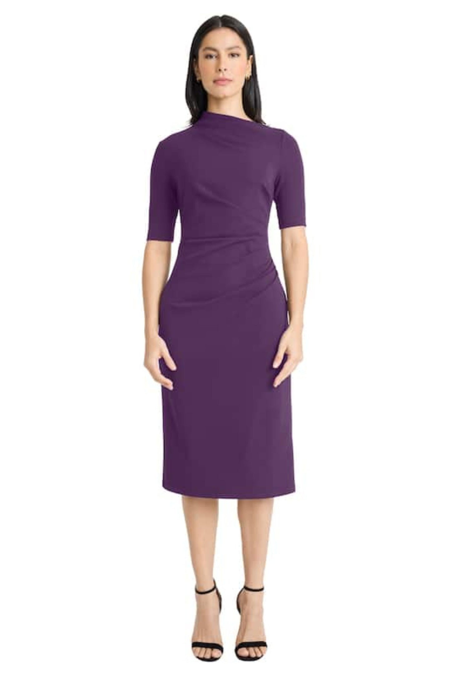 Maggy London Pleated Waist 3/4 Sleeve Sheath Dress