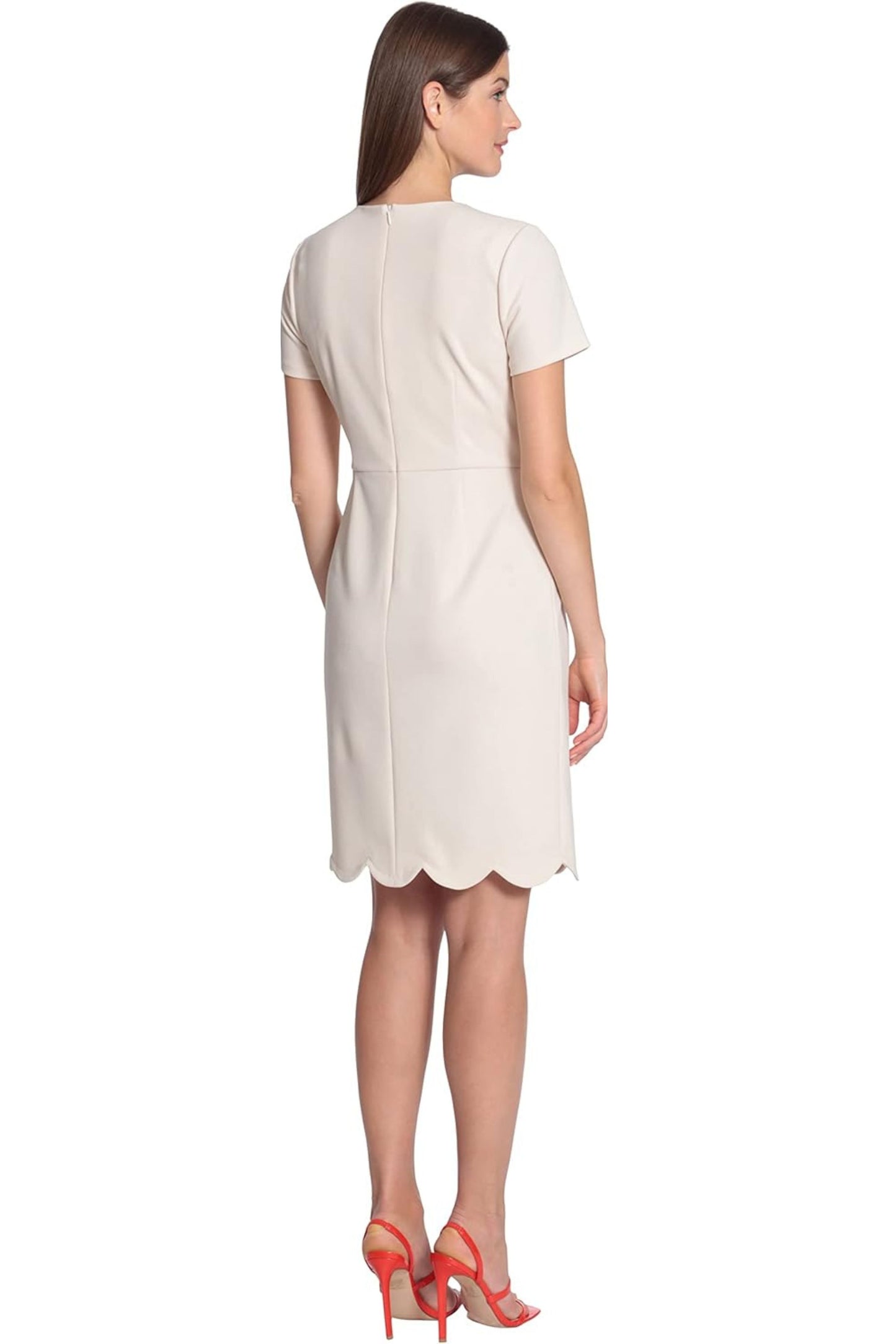 Maggy London Short Sleeve Scallop Sheath Dress