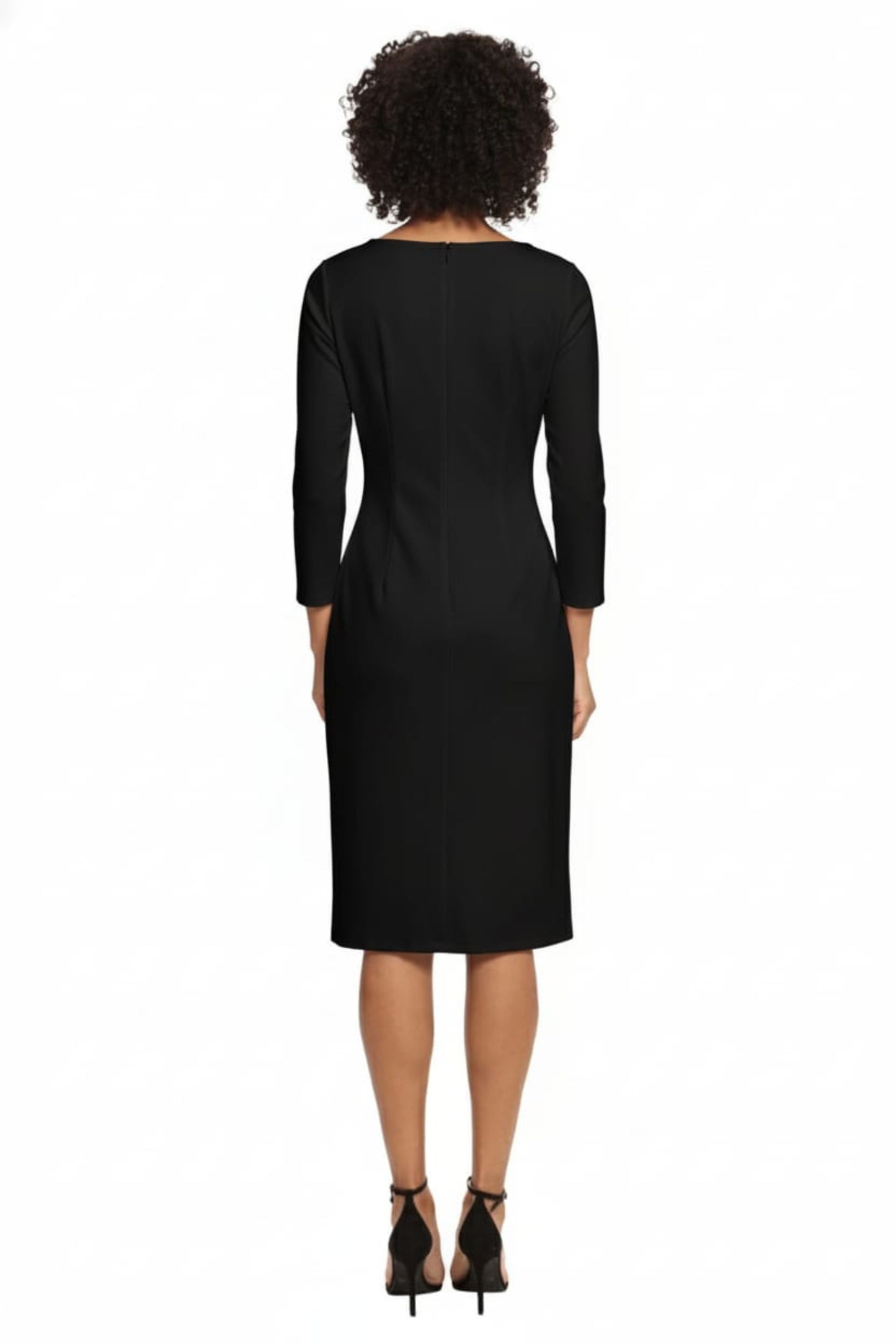 Maggy London 3/4 Sleeve Pleated Waist Sheath Dress