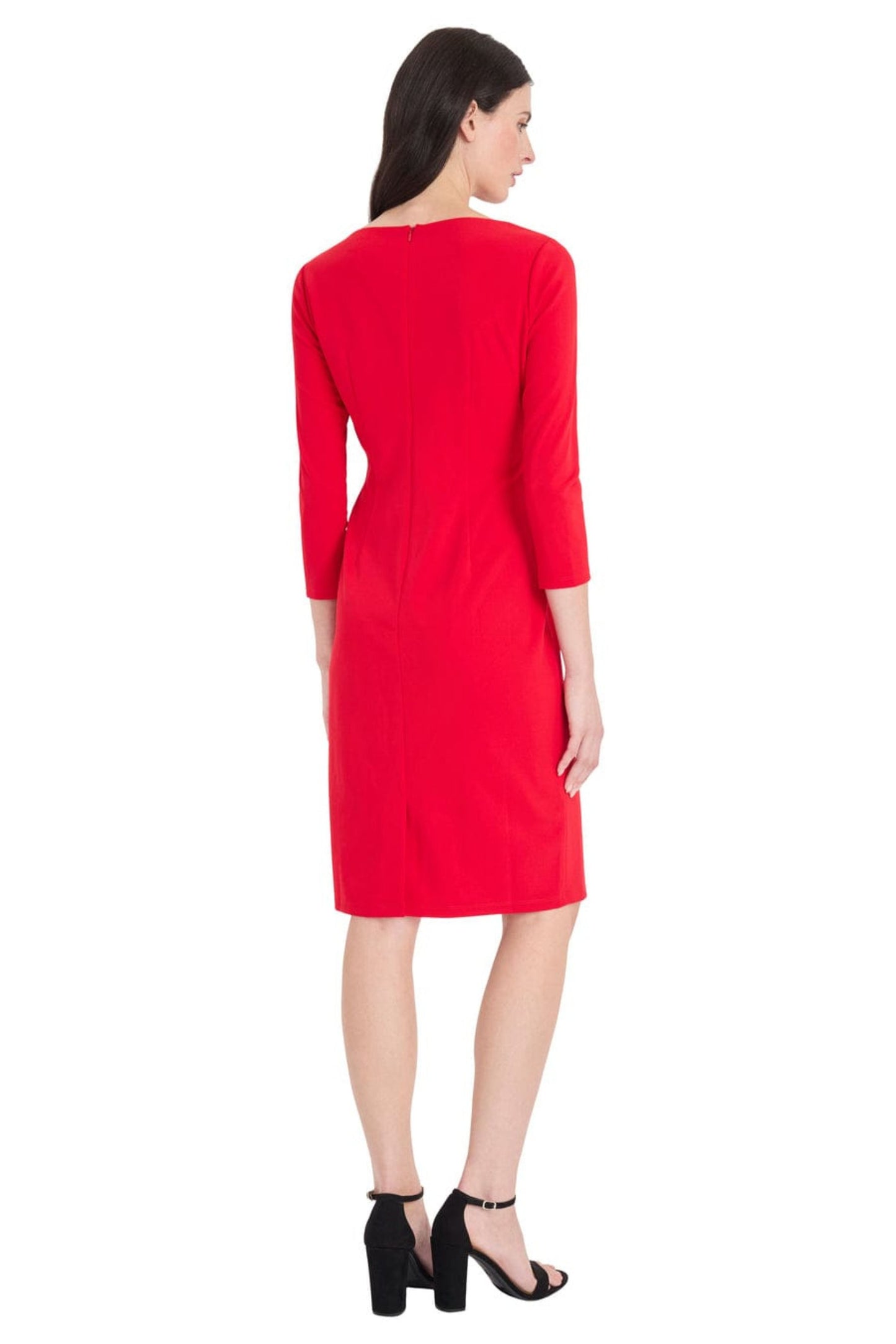 Maggy London 3/4 Sleeve Pleated Waist Sheath Dress