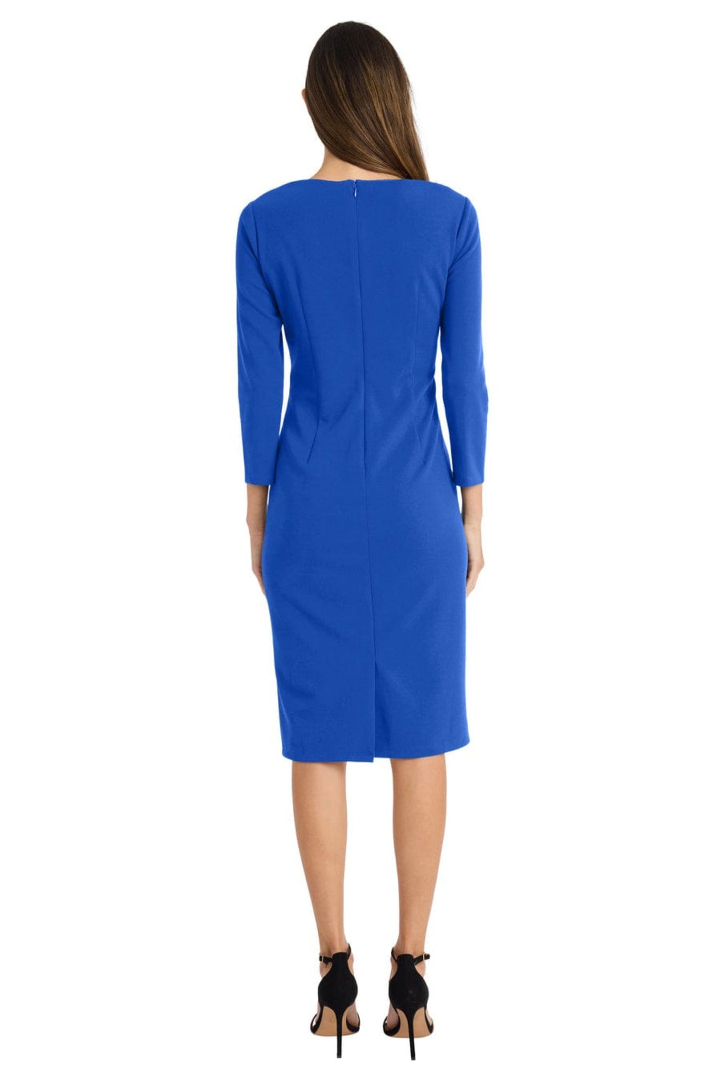 Maggy London 3/4 Sleeve Pleated Waist Sheath Dress