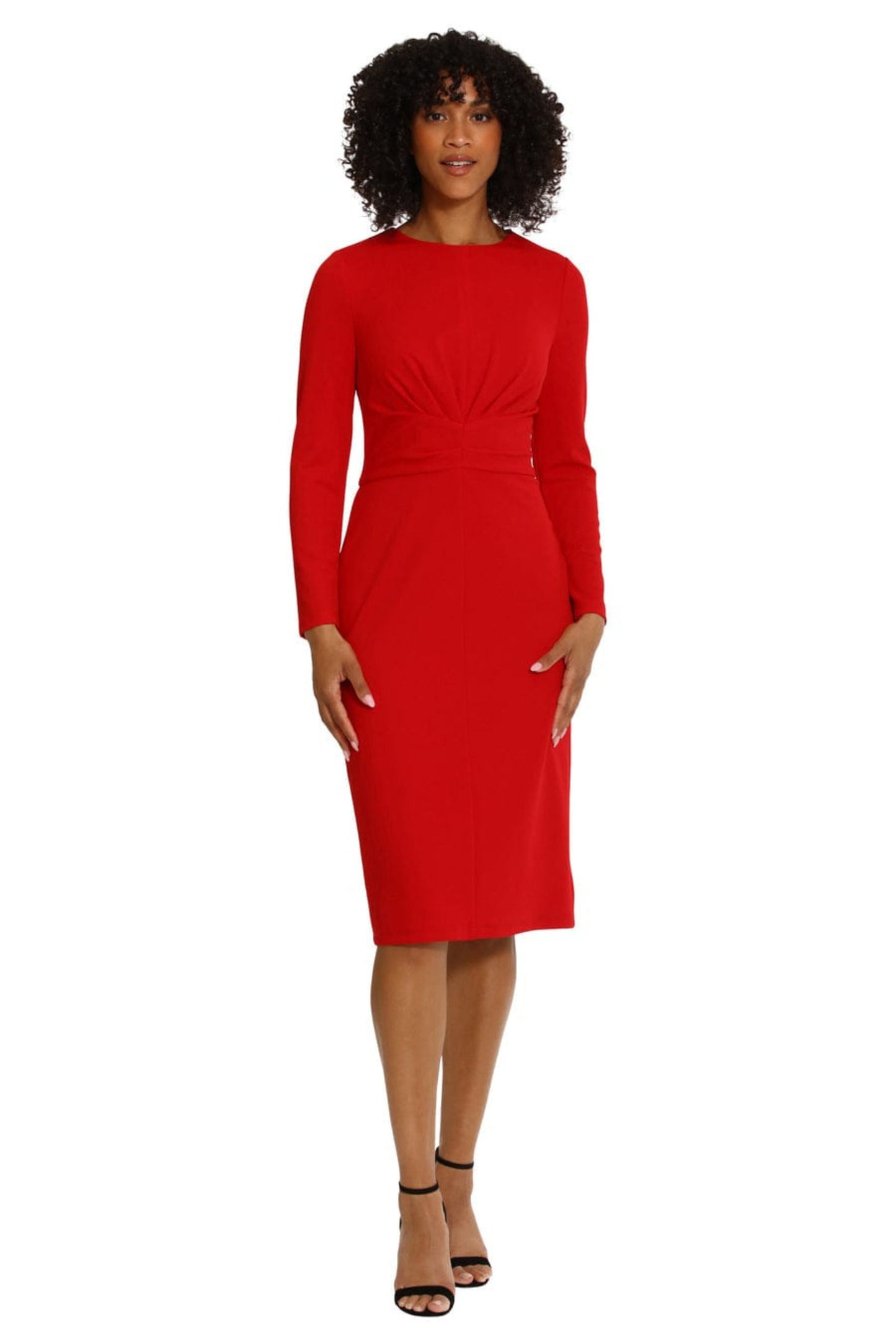 Maggy London Long Sleeve Midi Sheath Dress