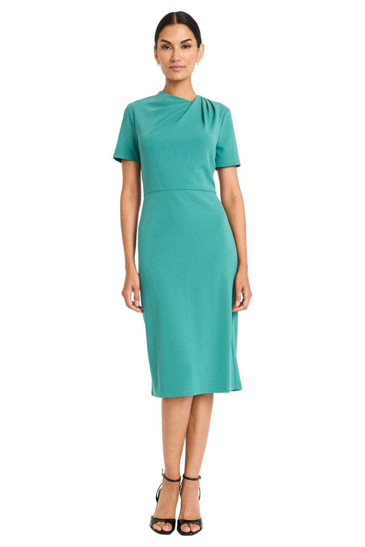 Maggy London Pleated Neck Sheath Dress