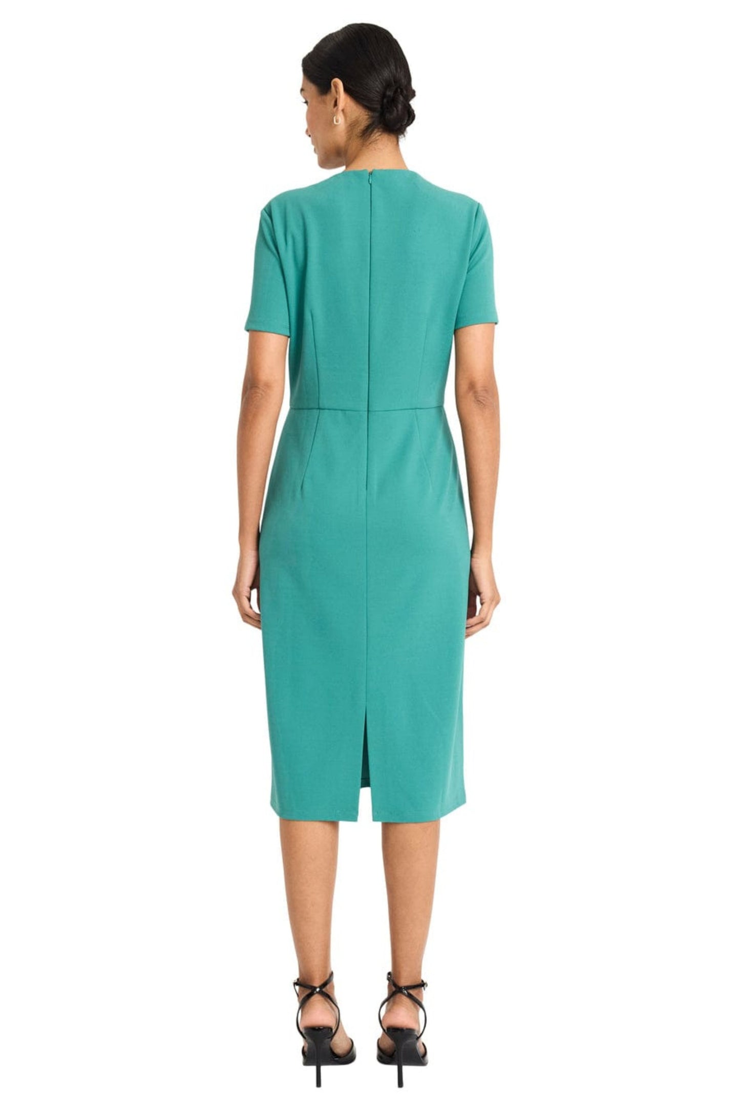 Maggy London Pleated Neck Sheath Dress