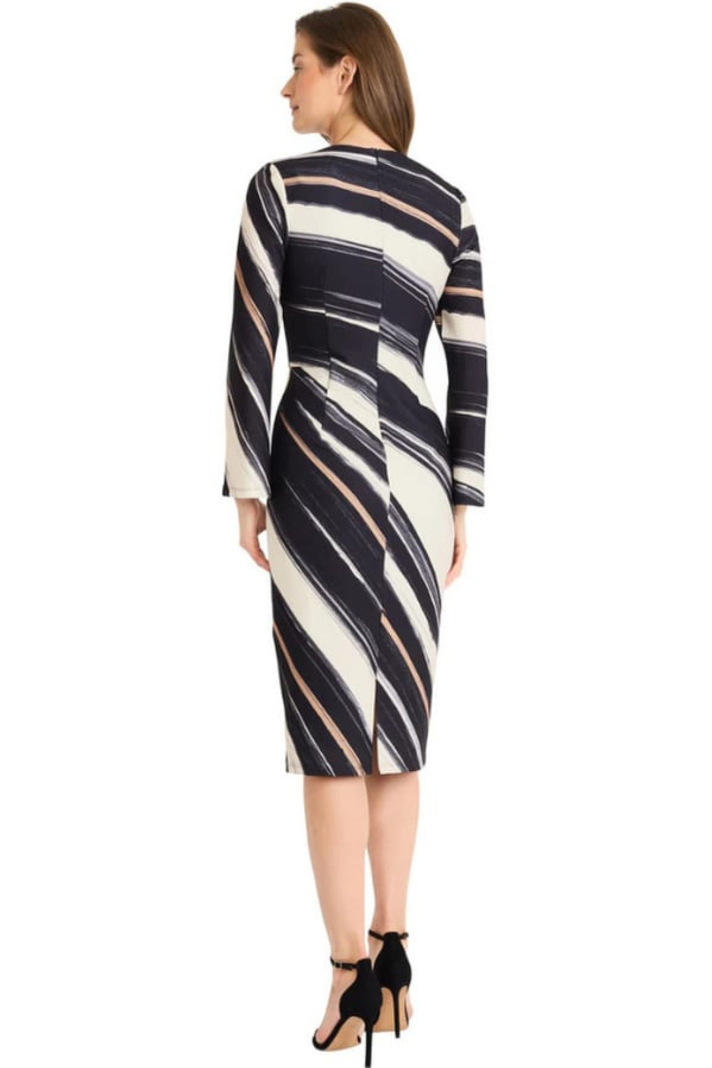 Maggy London Multi Color Long Sleeve Midi Dress