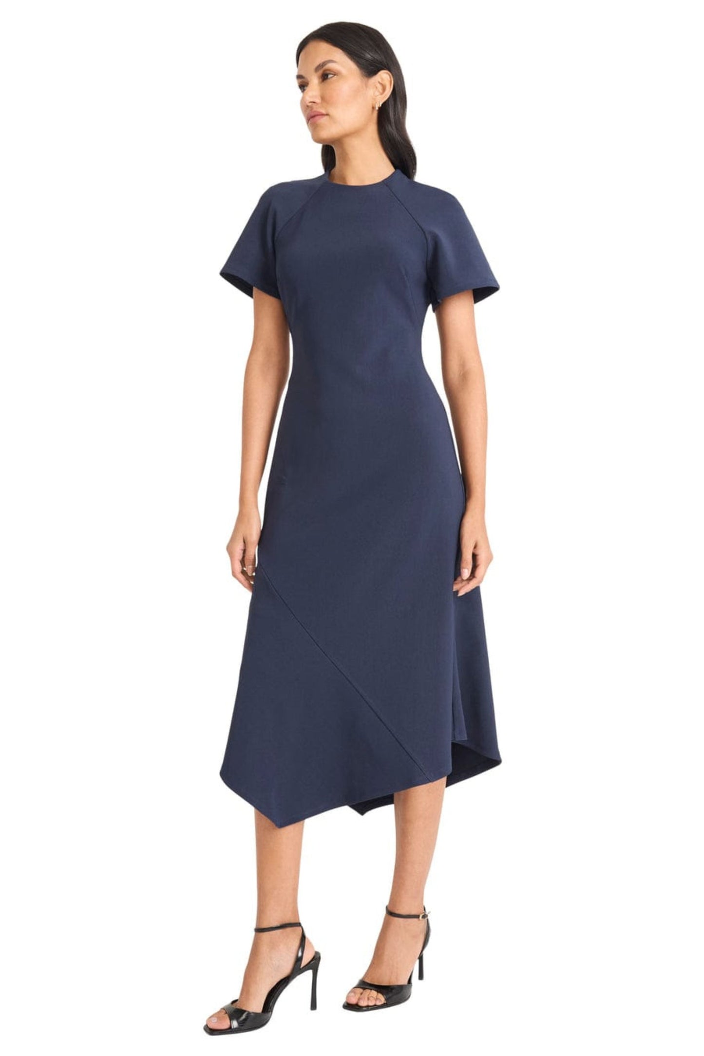Maggy London Short Sleeve Midi A-Line Dress