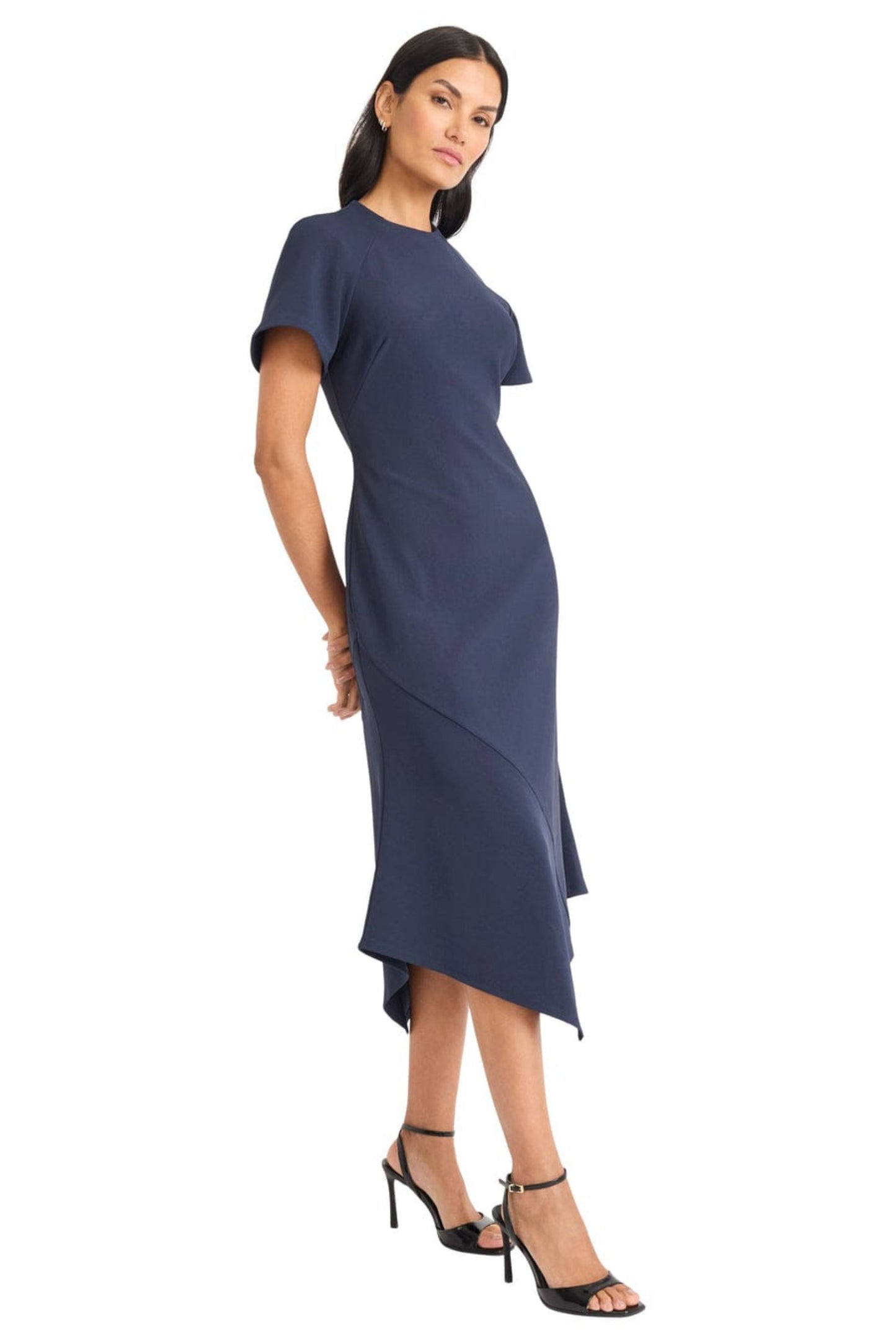 Maggy London Short Sleeve Midi A-Line Dress