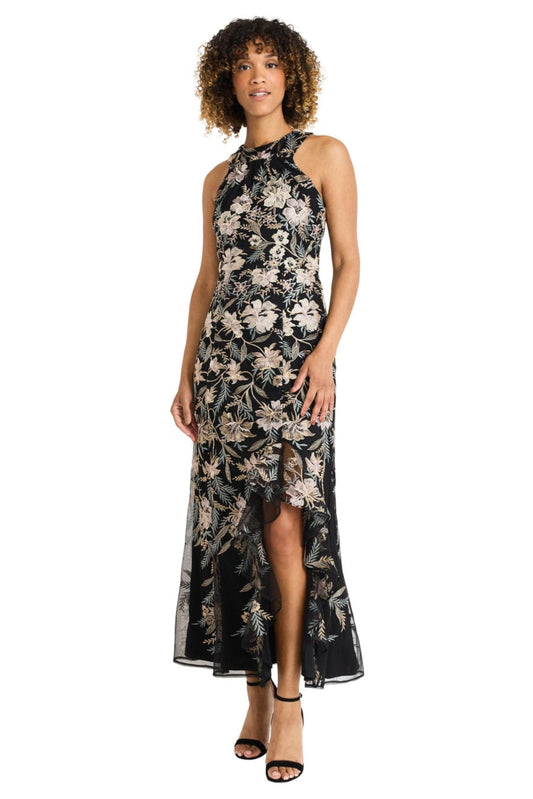 Maggy London Embroidery High Neck Evening Dress