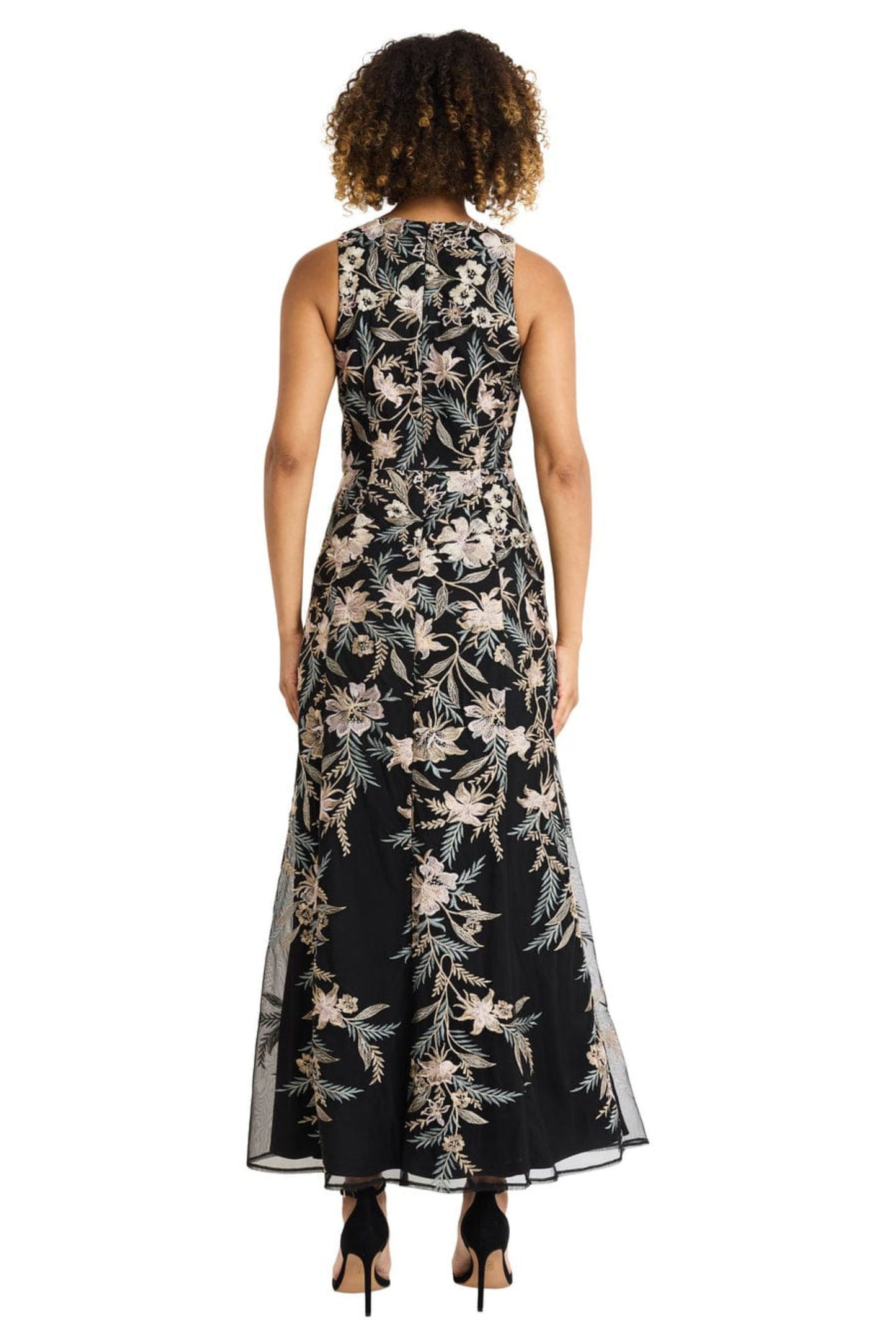 Maggy London Embroidery High Neck Evening Dress