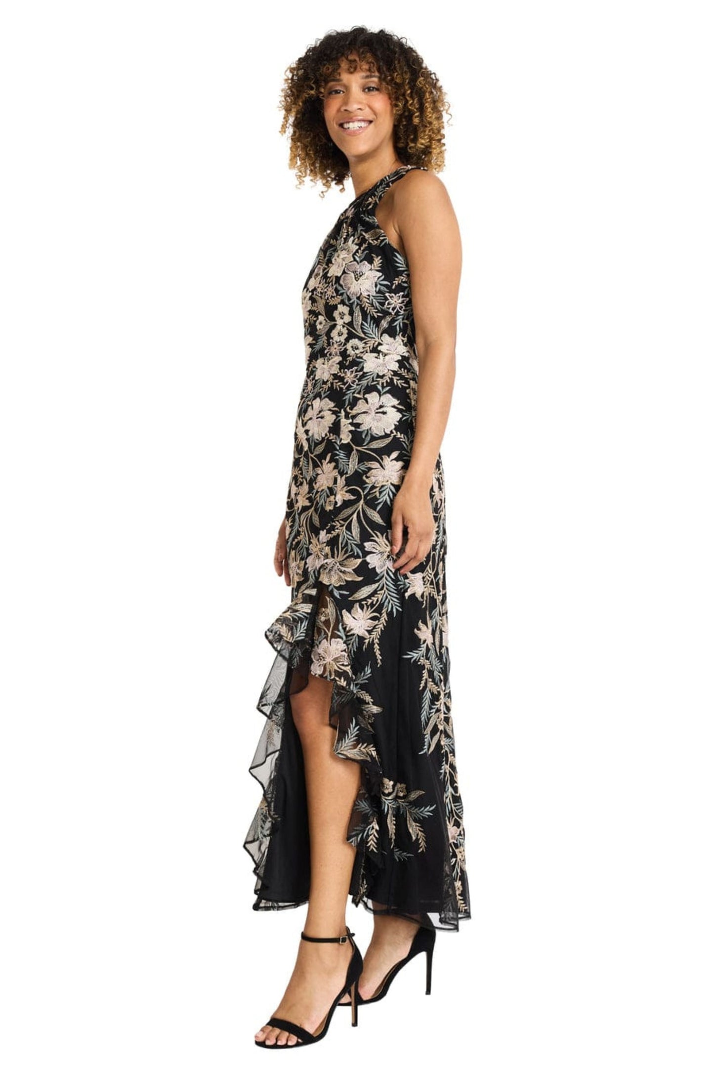 Maggy London Embroidery High Neck Evening Dress