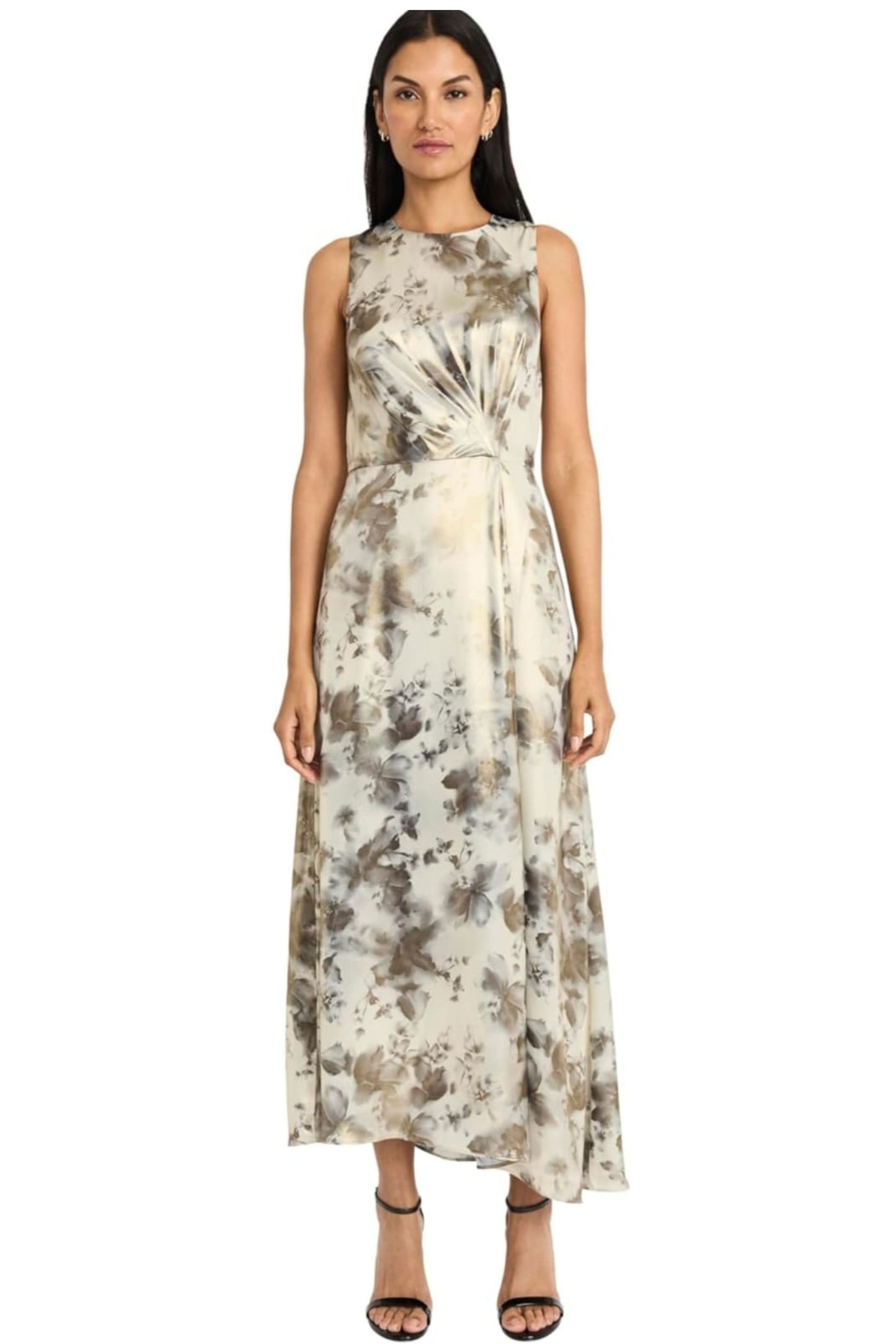 Maggy London Floral Metallic Long Evening Dress